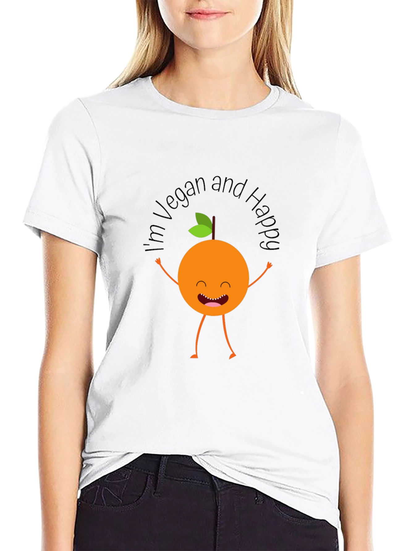 Vegan & Happy Graphic Tee - Black