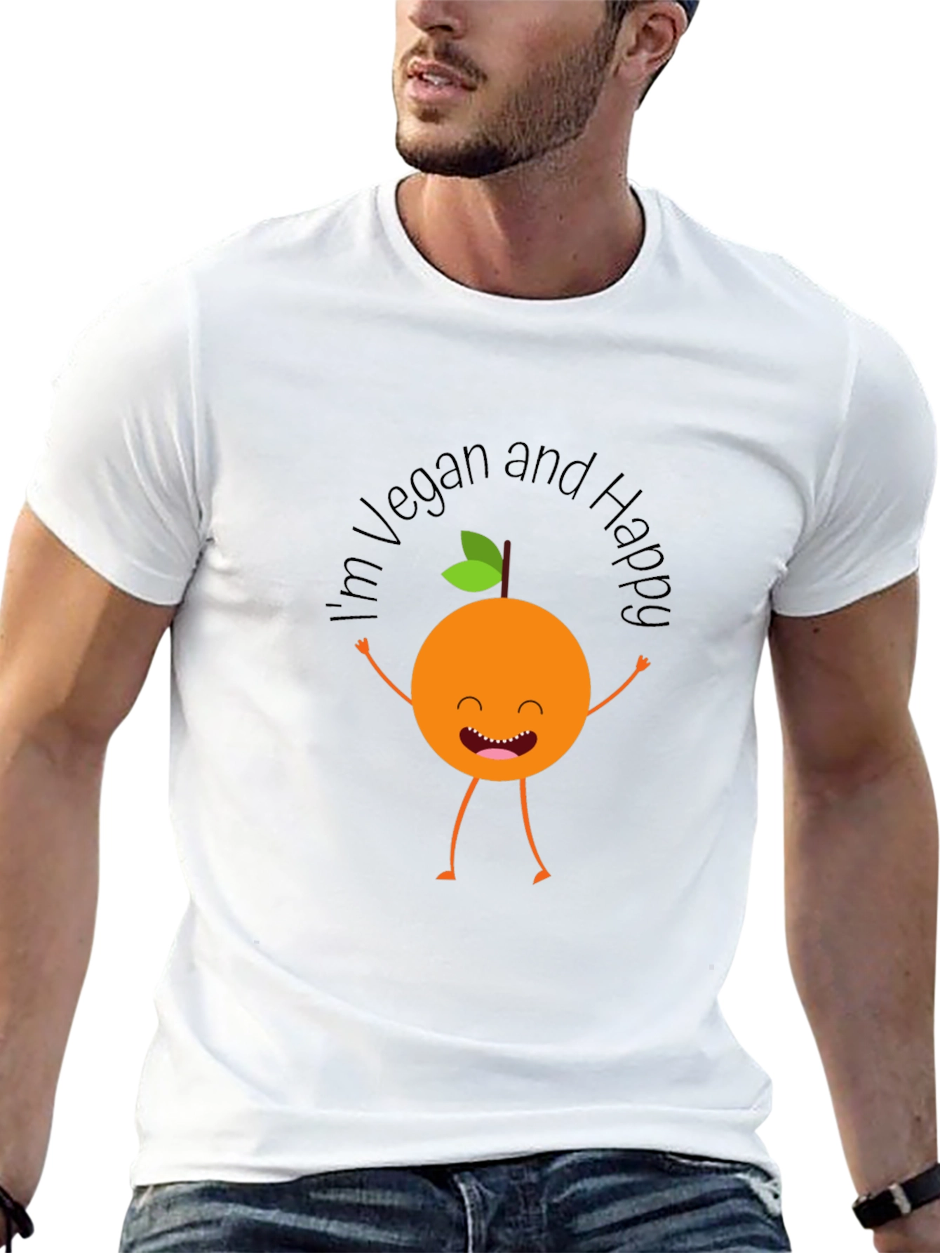 Vegan & Happy Graphic Tee - Black