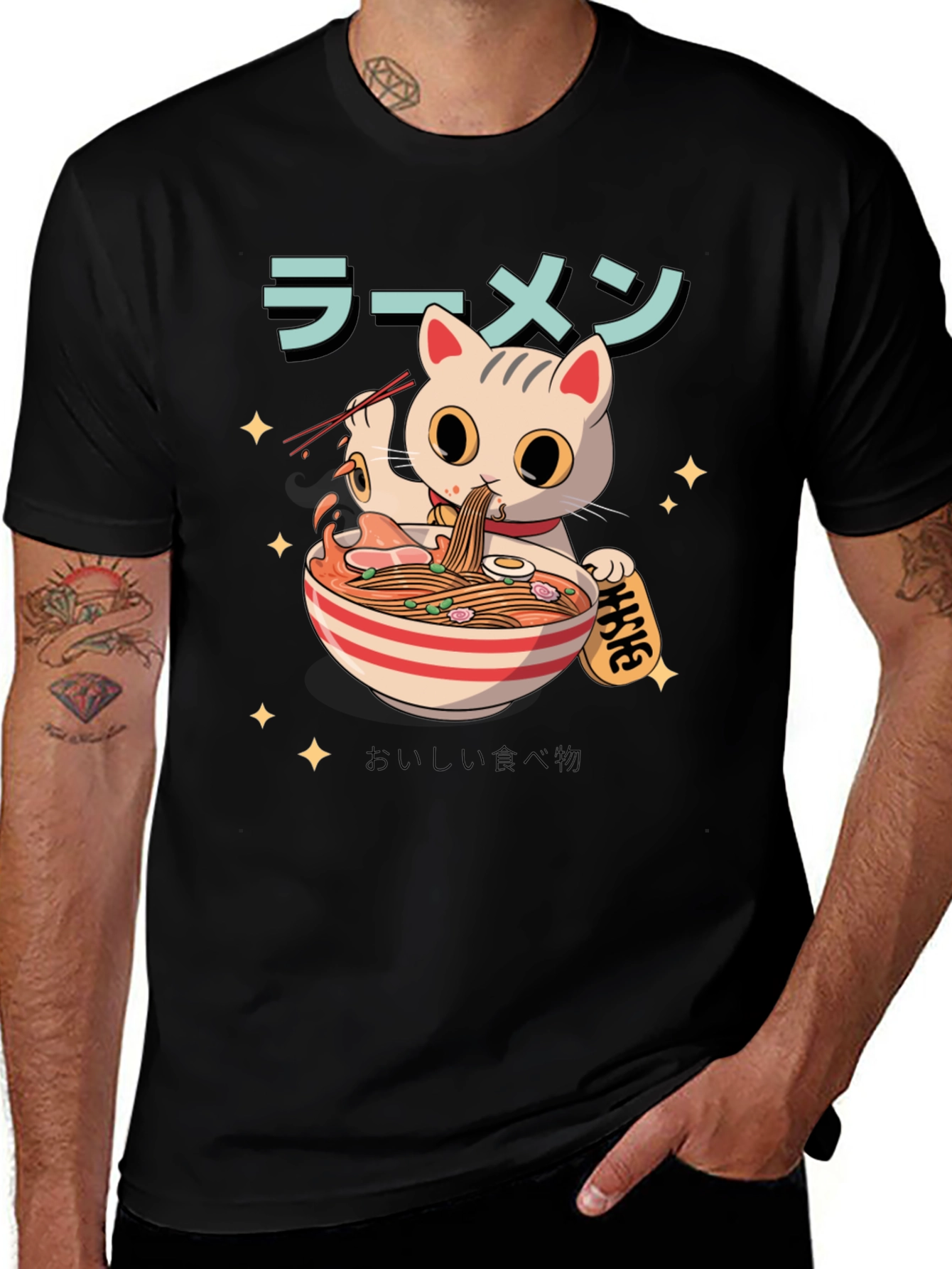 Ramen Cat T-Shirt - Cute Anime Graphic Tee
