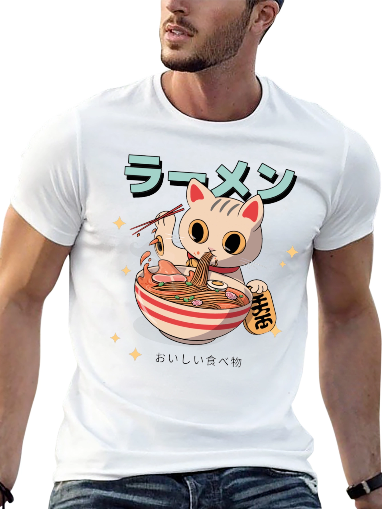 Ramen Cat T-Shirt - Cute Anime Graphic Tee