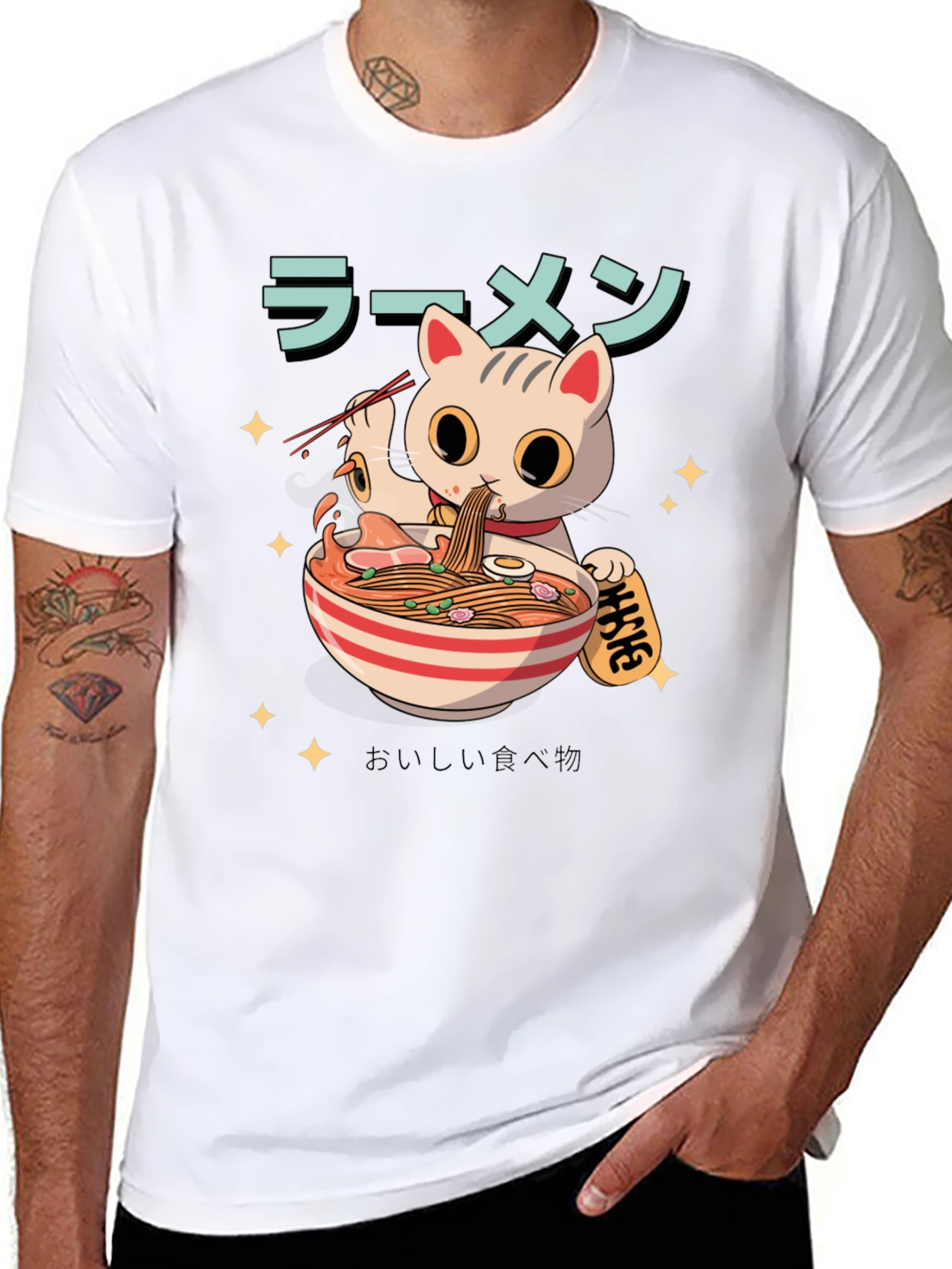 Ramen Cat T-Shirt - Cute Anime Graphic Tee