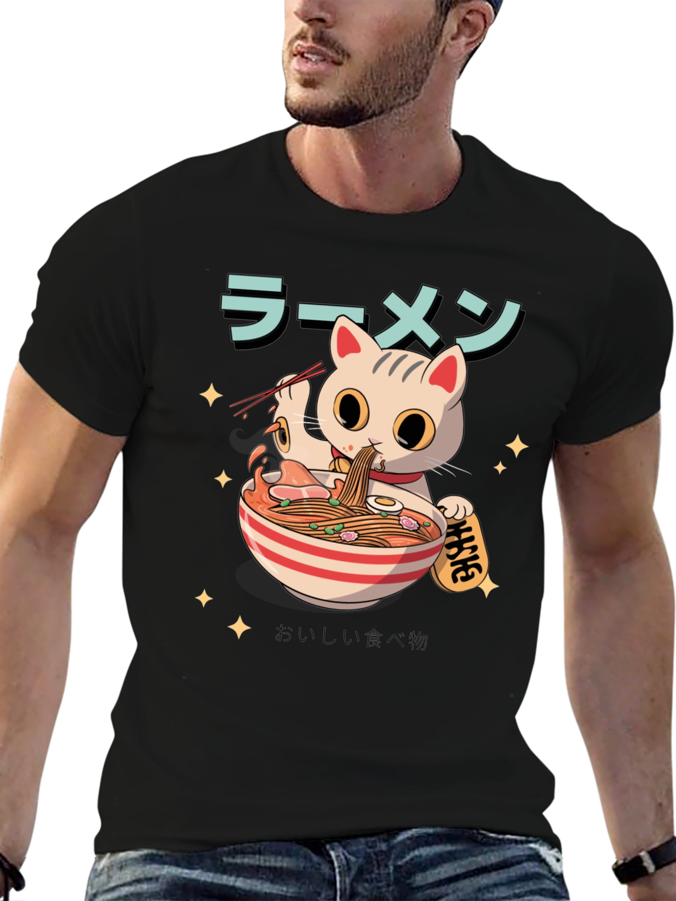 Ramen Cat T-Shirt - Cute Anime Graphic Tee
