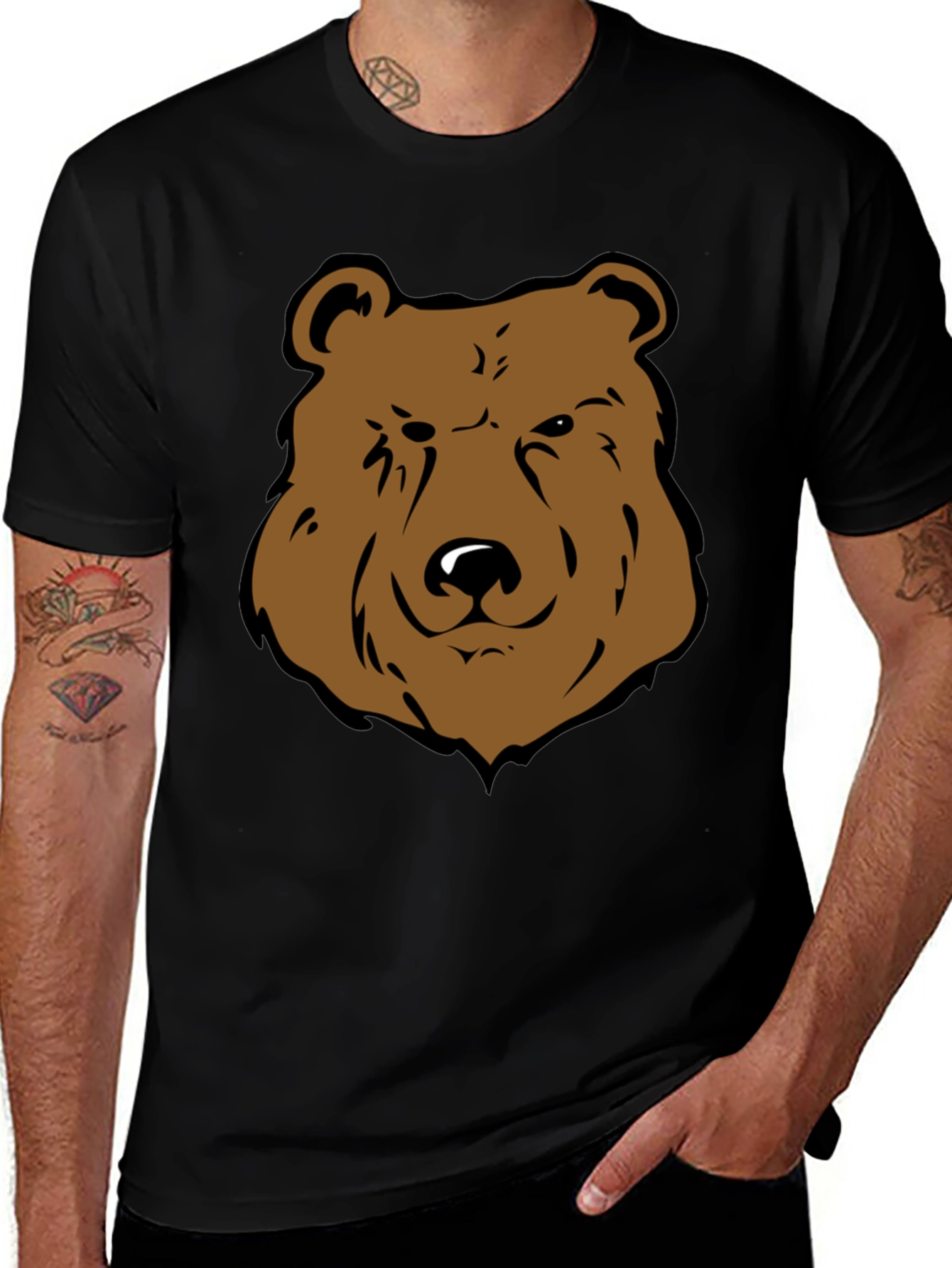 Bear Graphic Tee - Mens Black T-Shirt