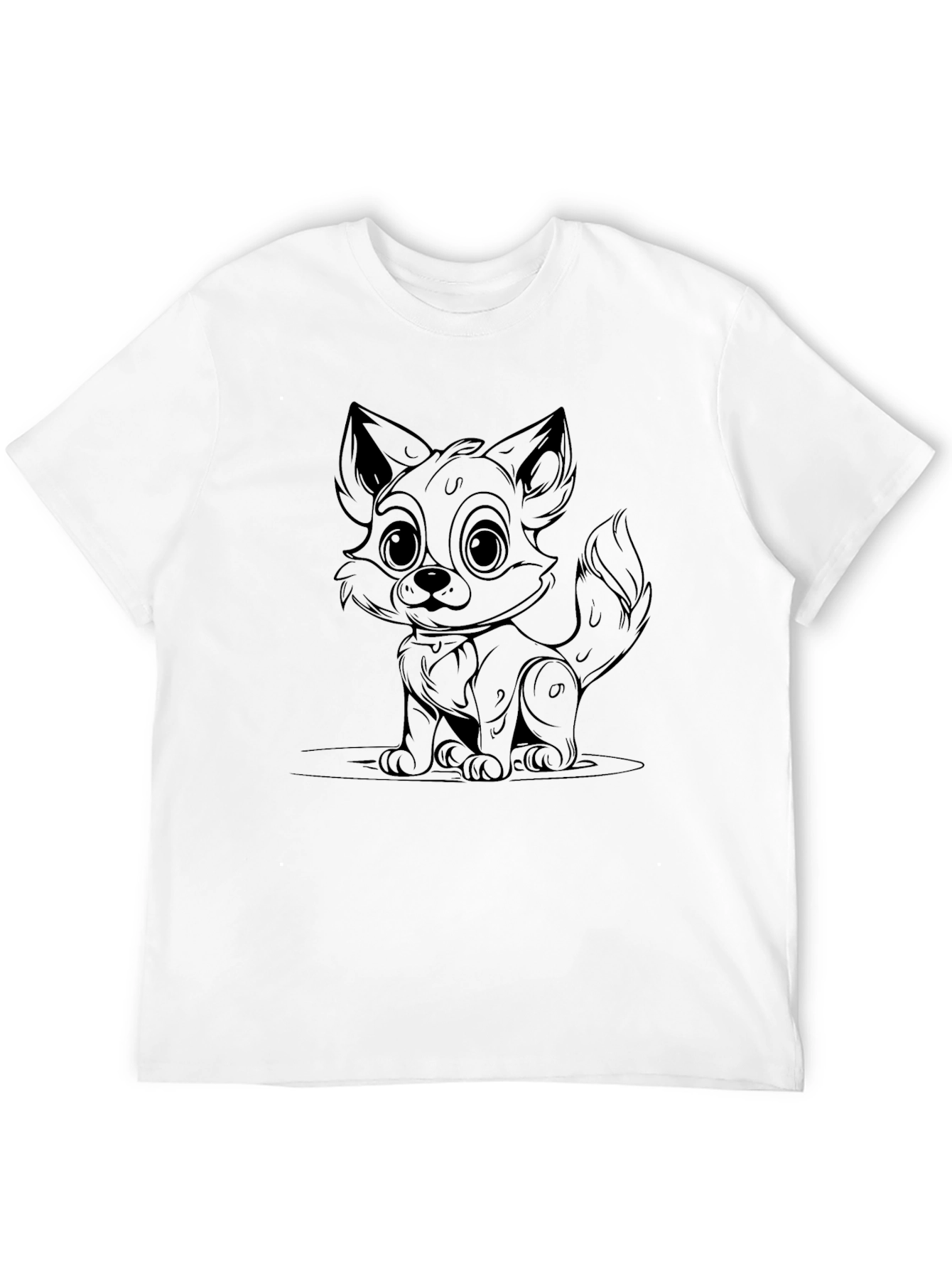 Cute Fox Graphic Black T-Shirt