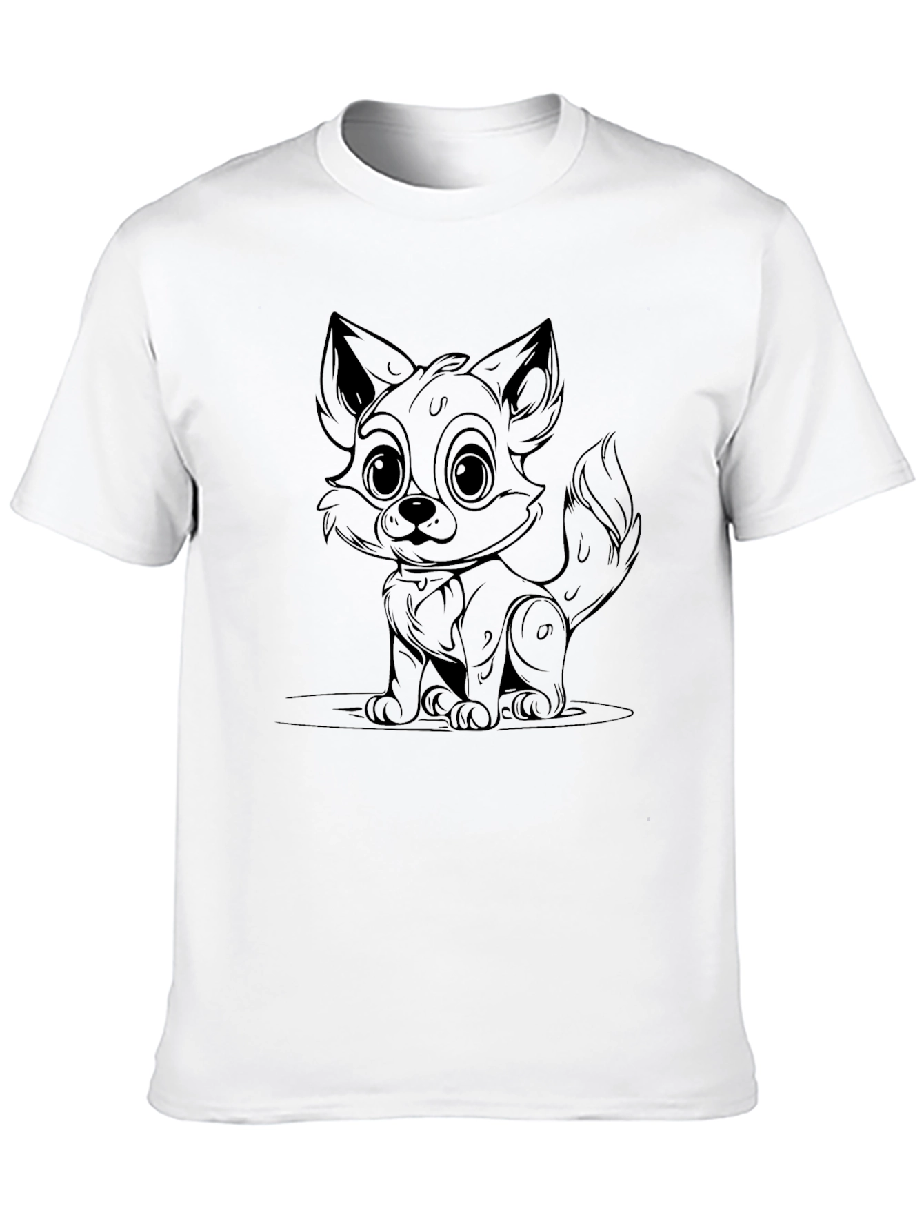 Cute Fox Graphic Black T-Shirt