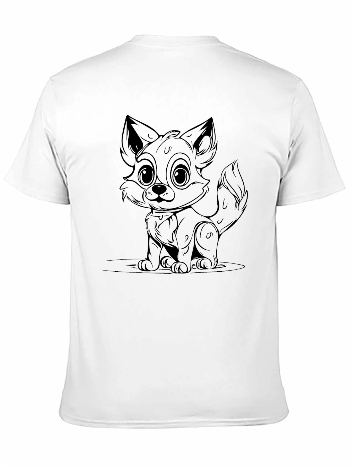 Cute Fox Graphic Black T-Shirt