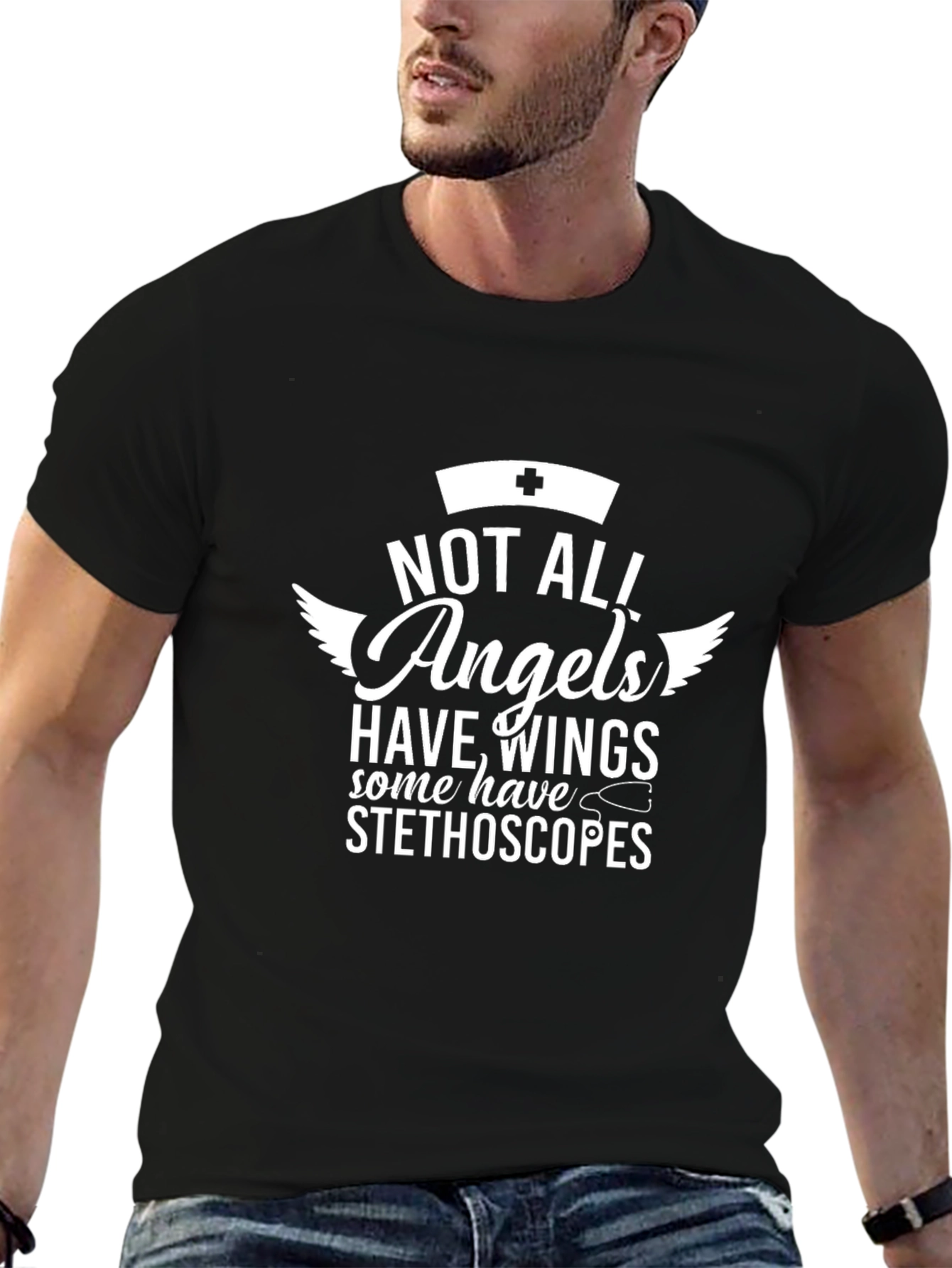 Nurse Angel Graphic Tee - Black Unisex T-Shirt
