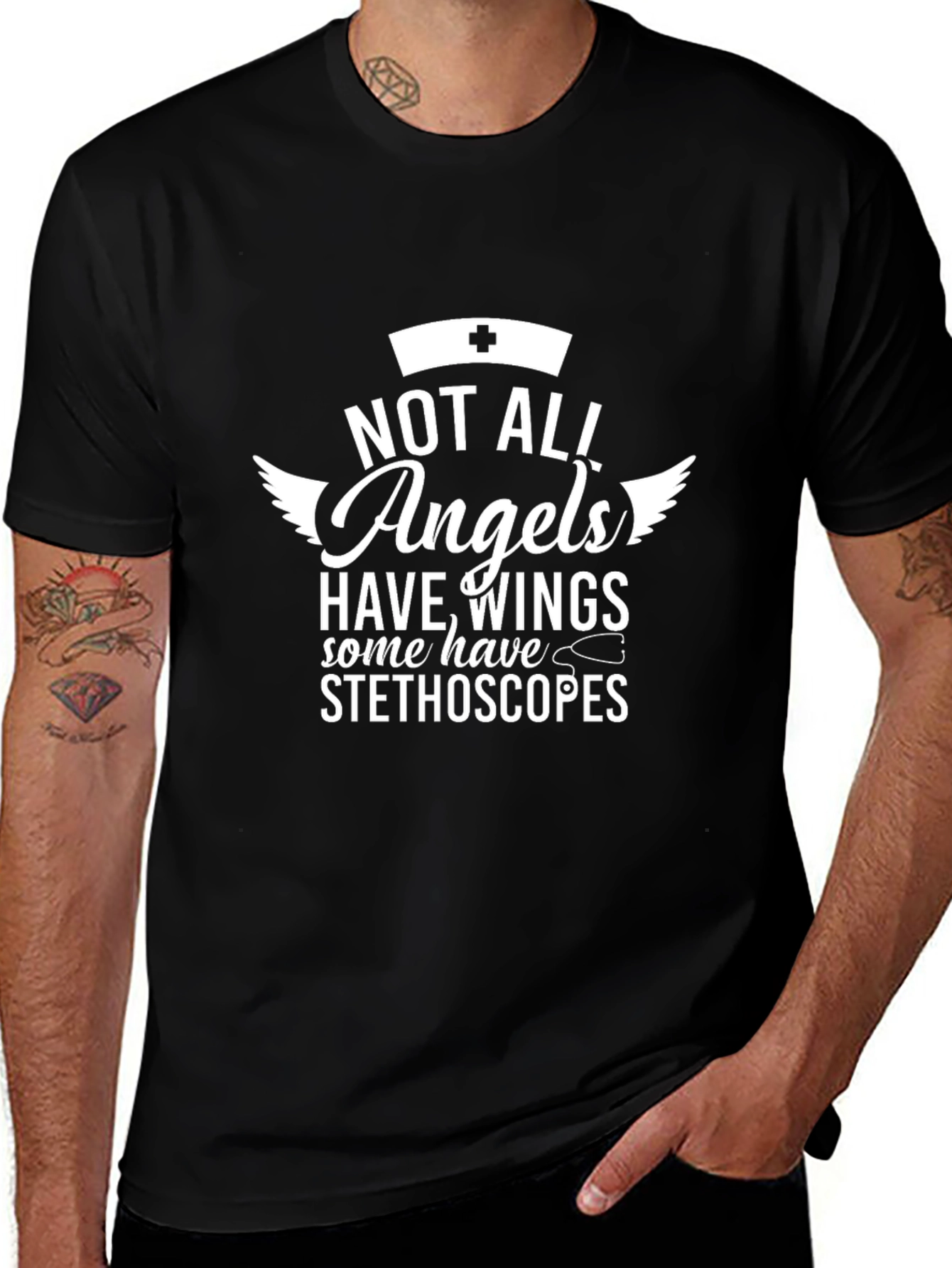 Nurse Angel Graphic Tee - Black Unisex T-Shirt