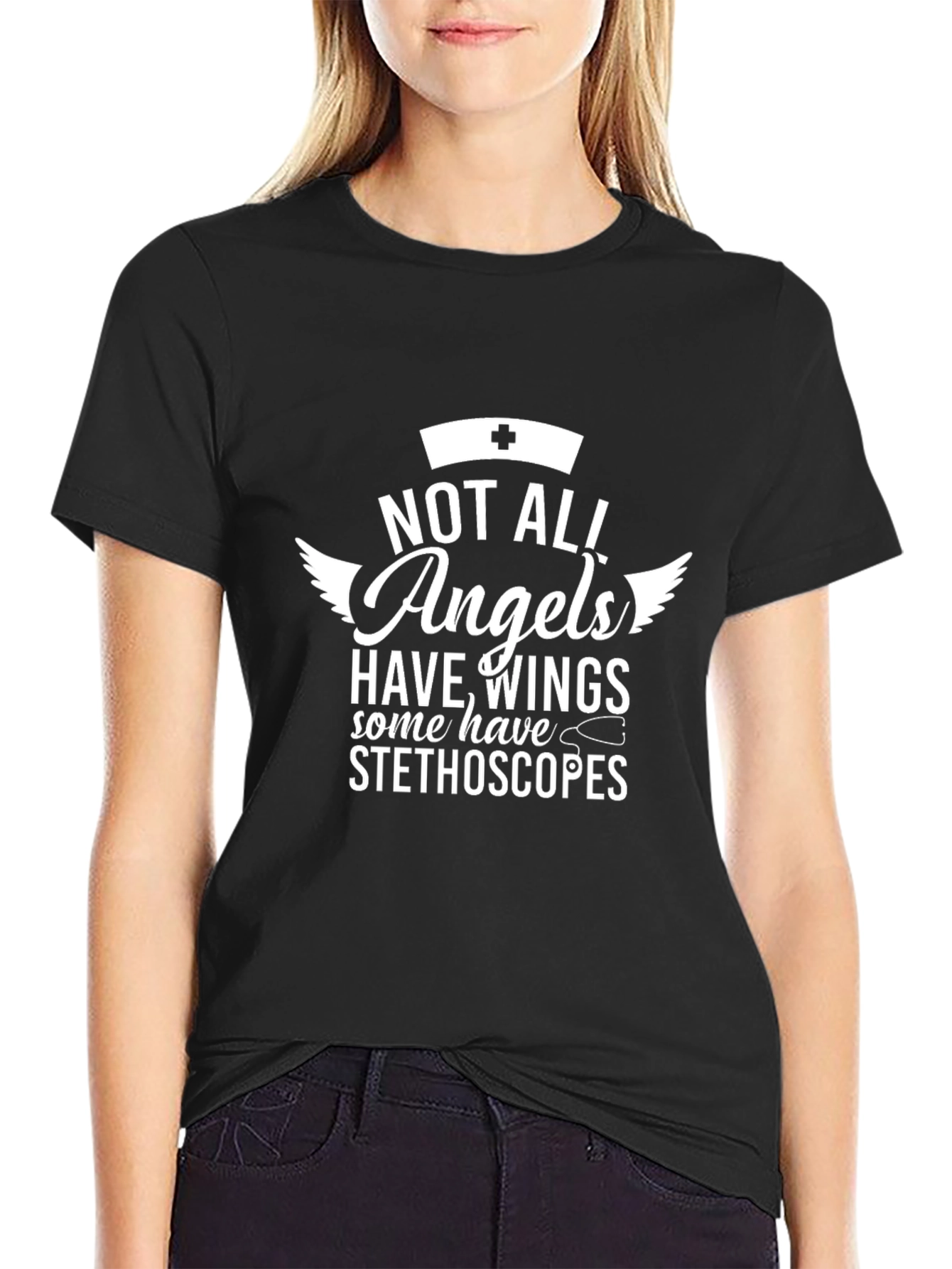 Nurse Angel Graphic Tee - Black Unisex T-Shirt