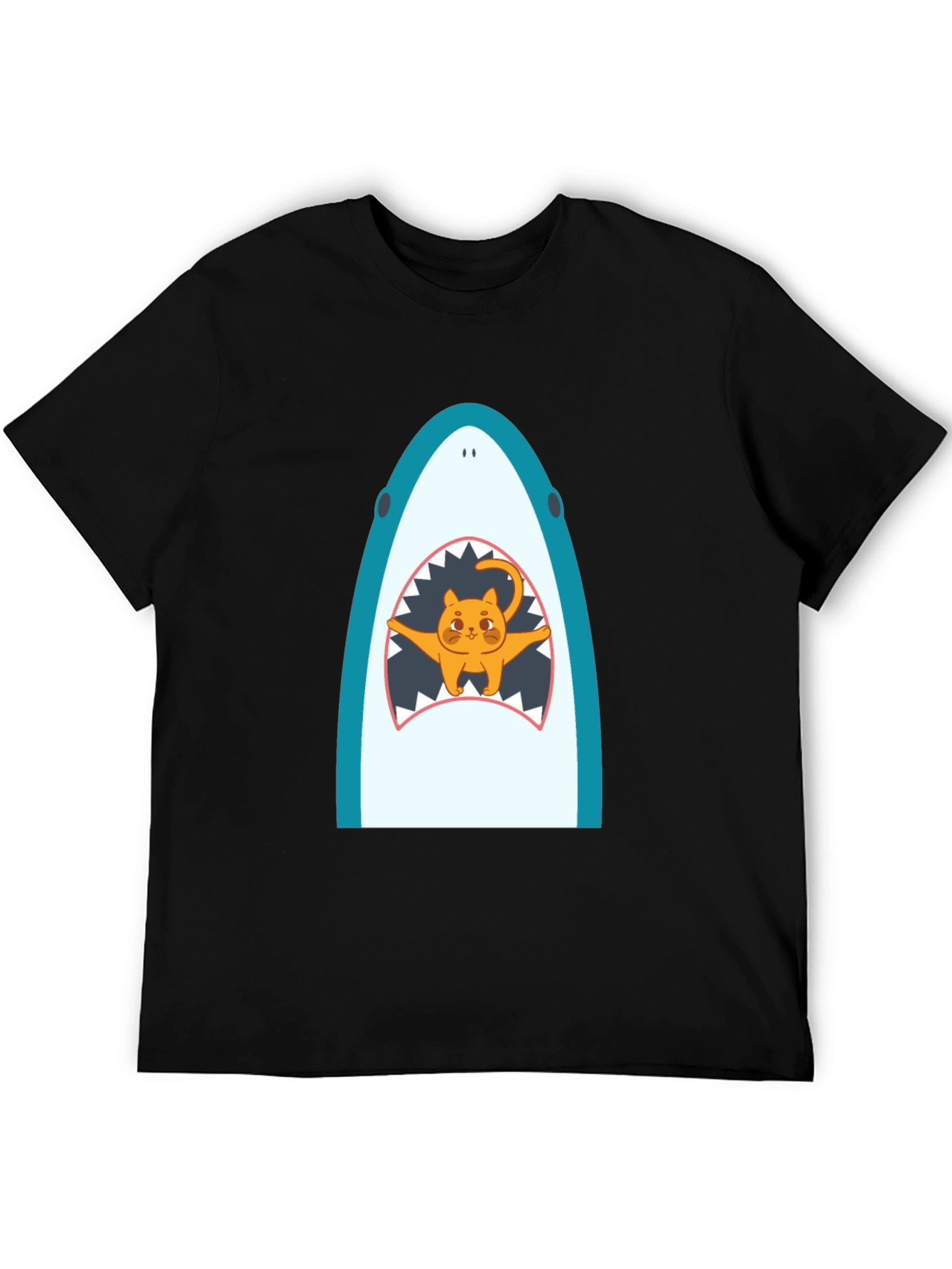 Shark Cat Graphic Tee - Unisex Black T-Shirt