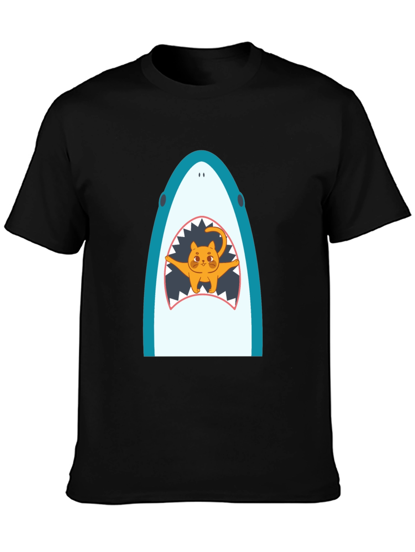 Shark Cat Graphic Tee - Unisex Black T-Shirt