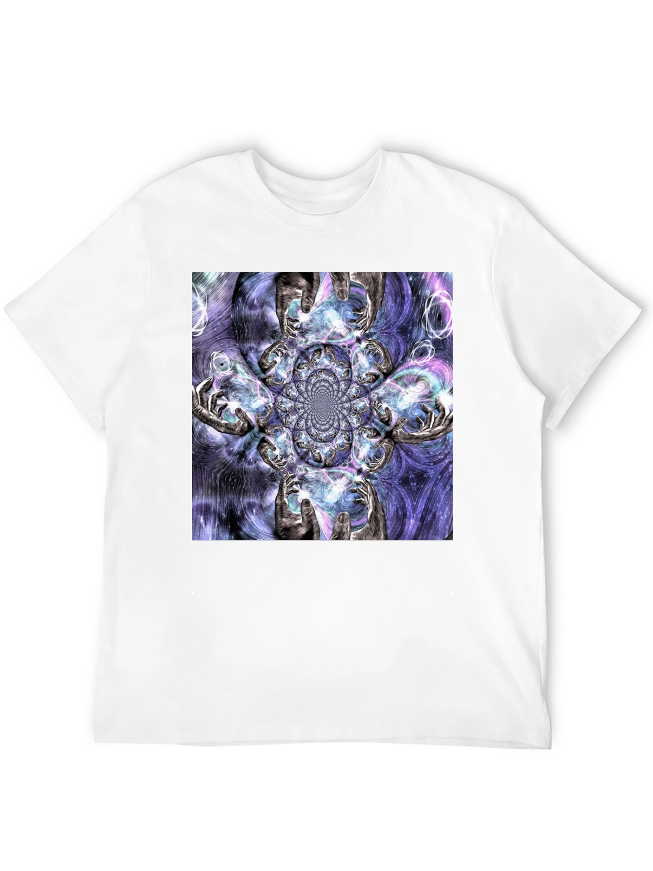 Fractal Hands Graphic Black T-Shirt