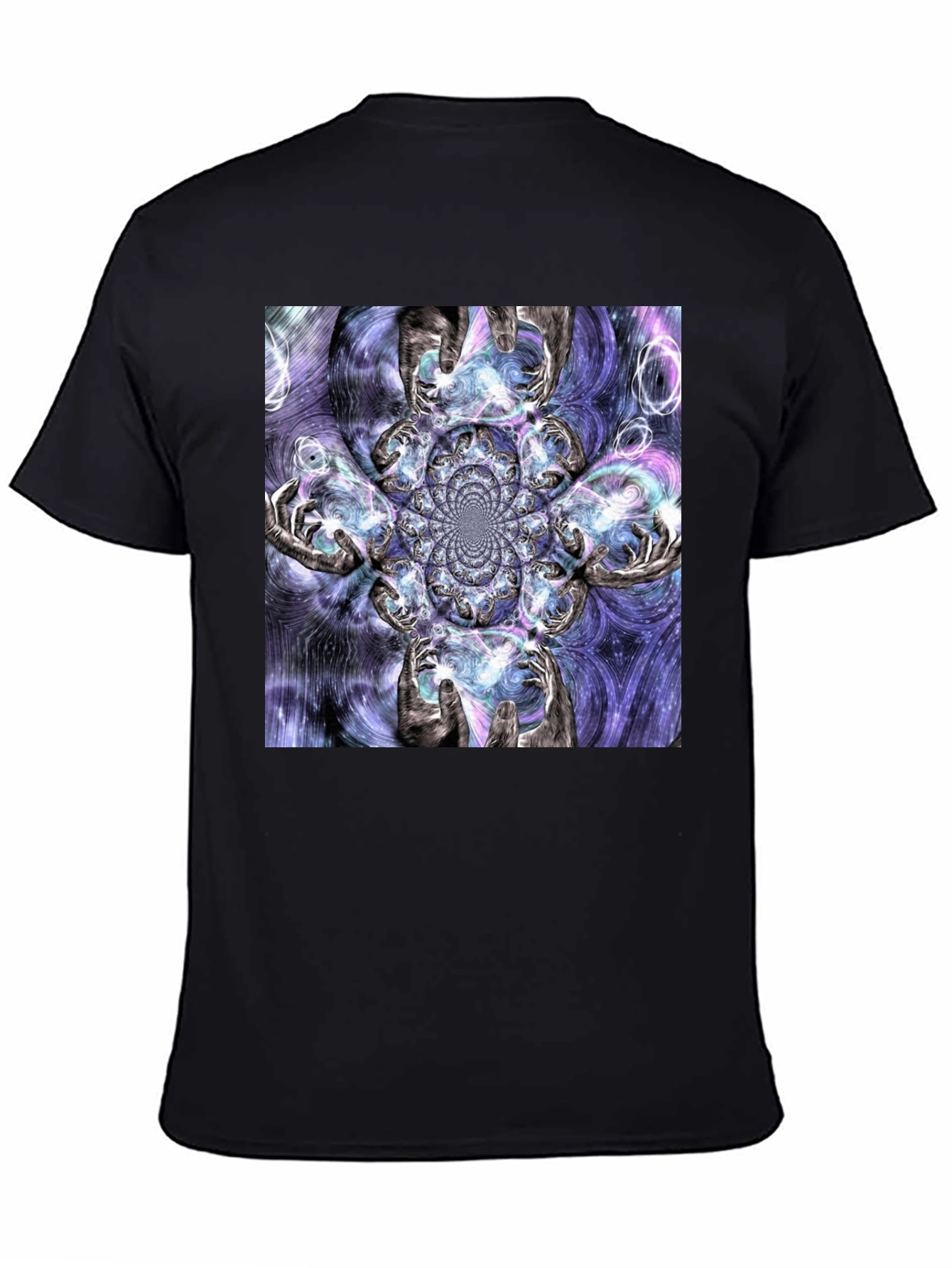 Fractal Hands Graphic Black T-Shirt