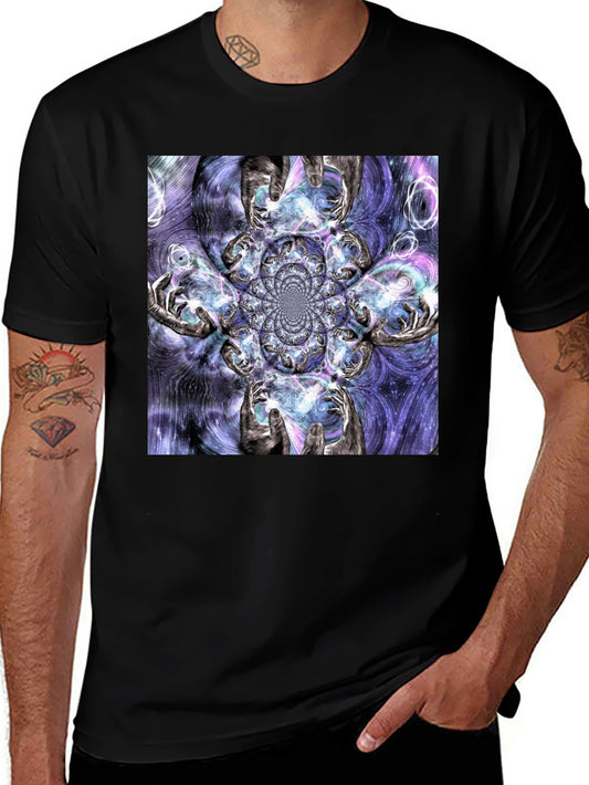 Fractal Hands Graphic Black T-Shirt