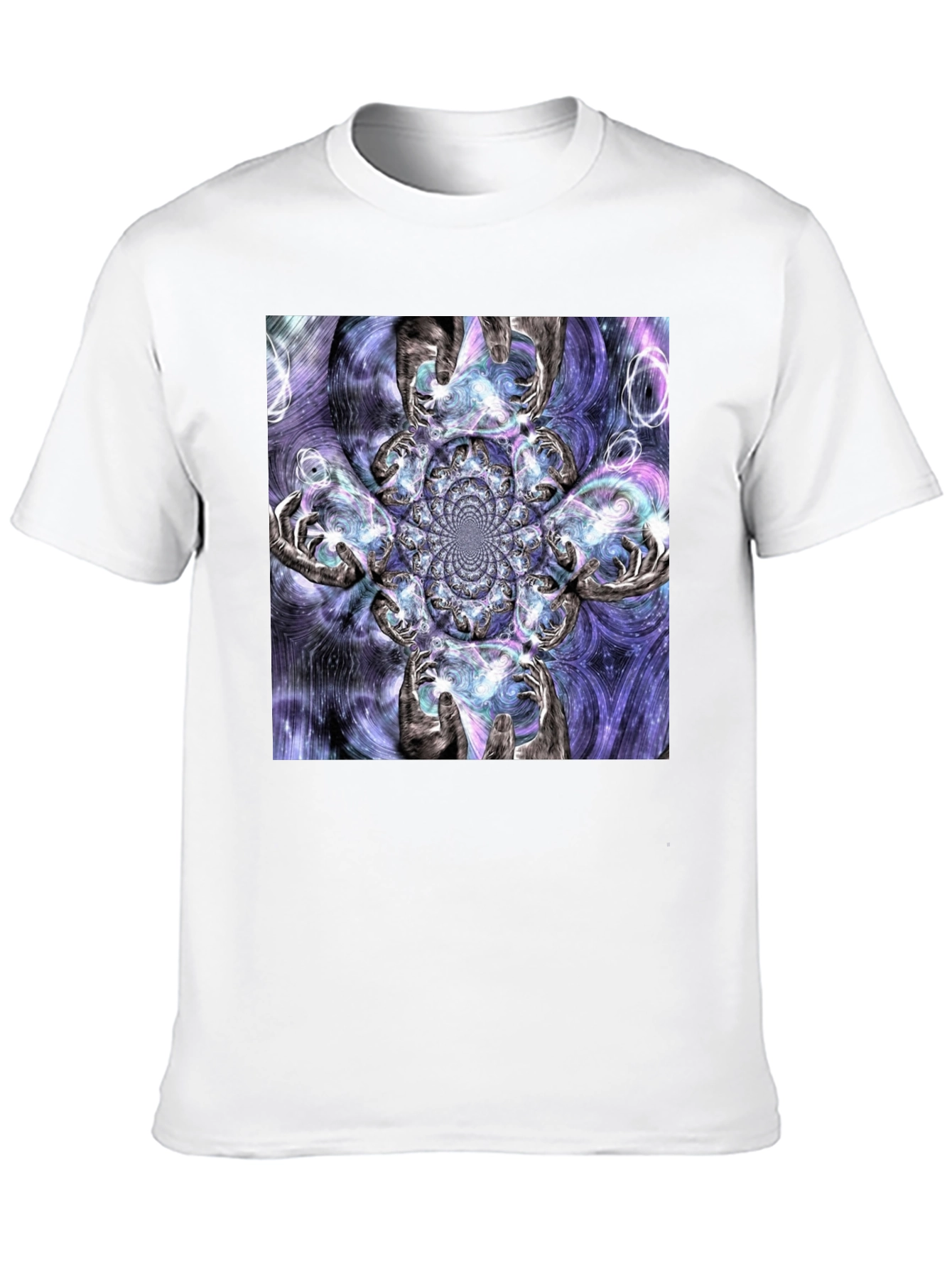 Fractal Hands Graphic Black T-Shirt