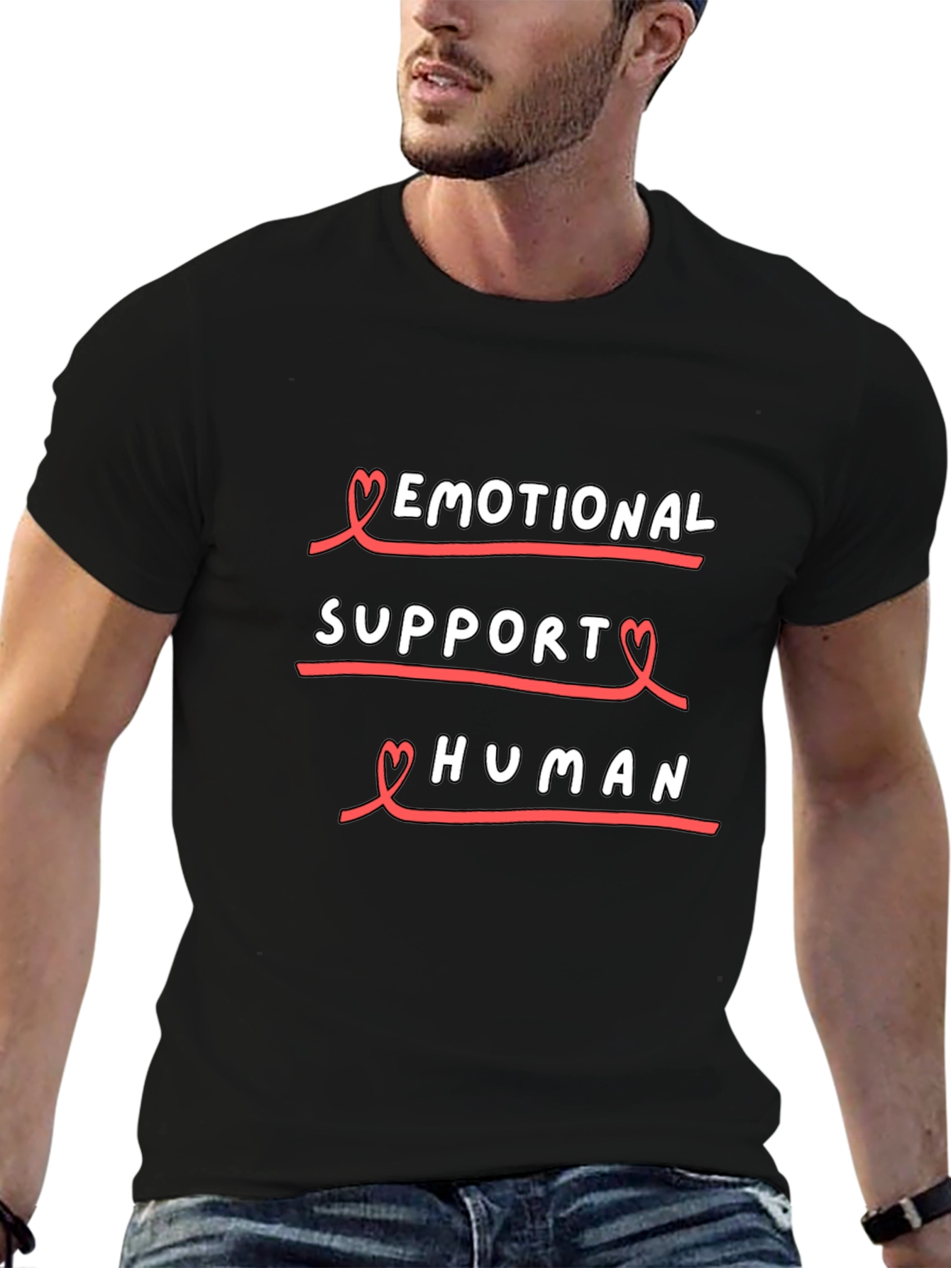 Emotional Support Human Black T-Shirt