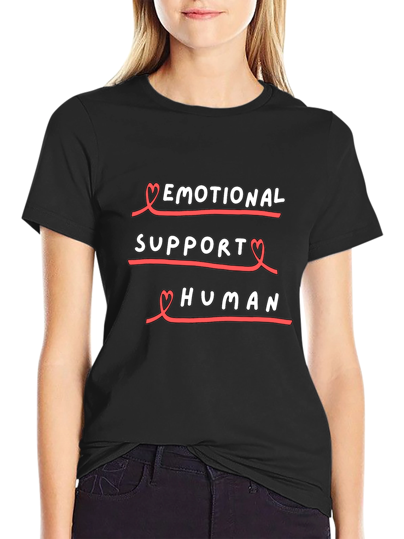Emotional Support Human Black T-Shirt