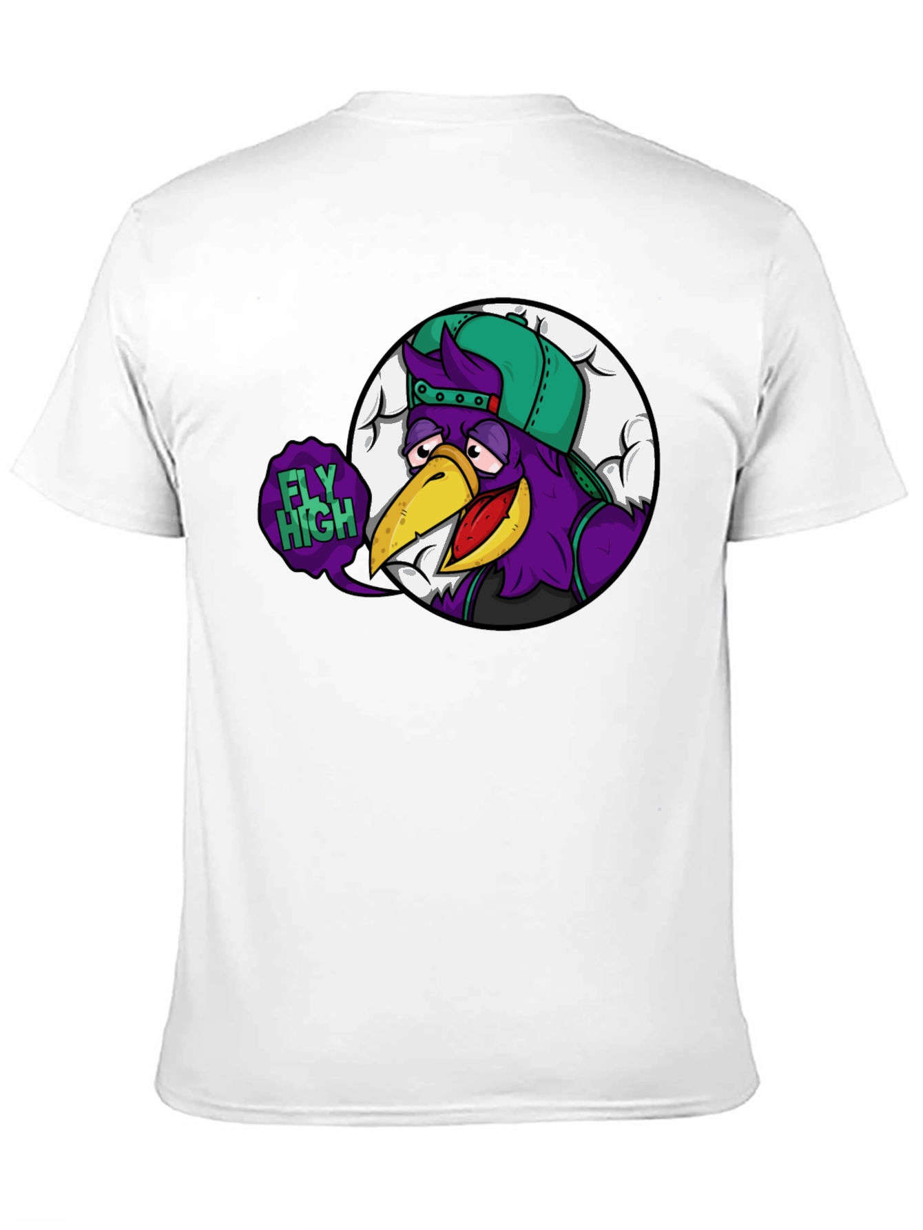 Fly High Cartoon Graphic Black T-Shirt