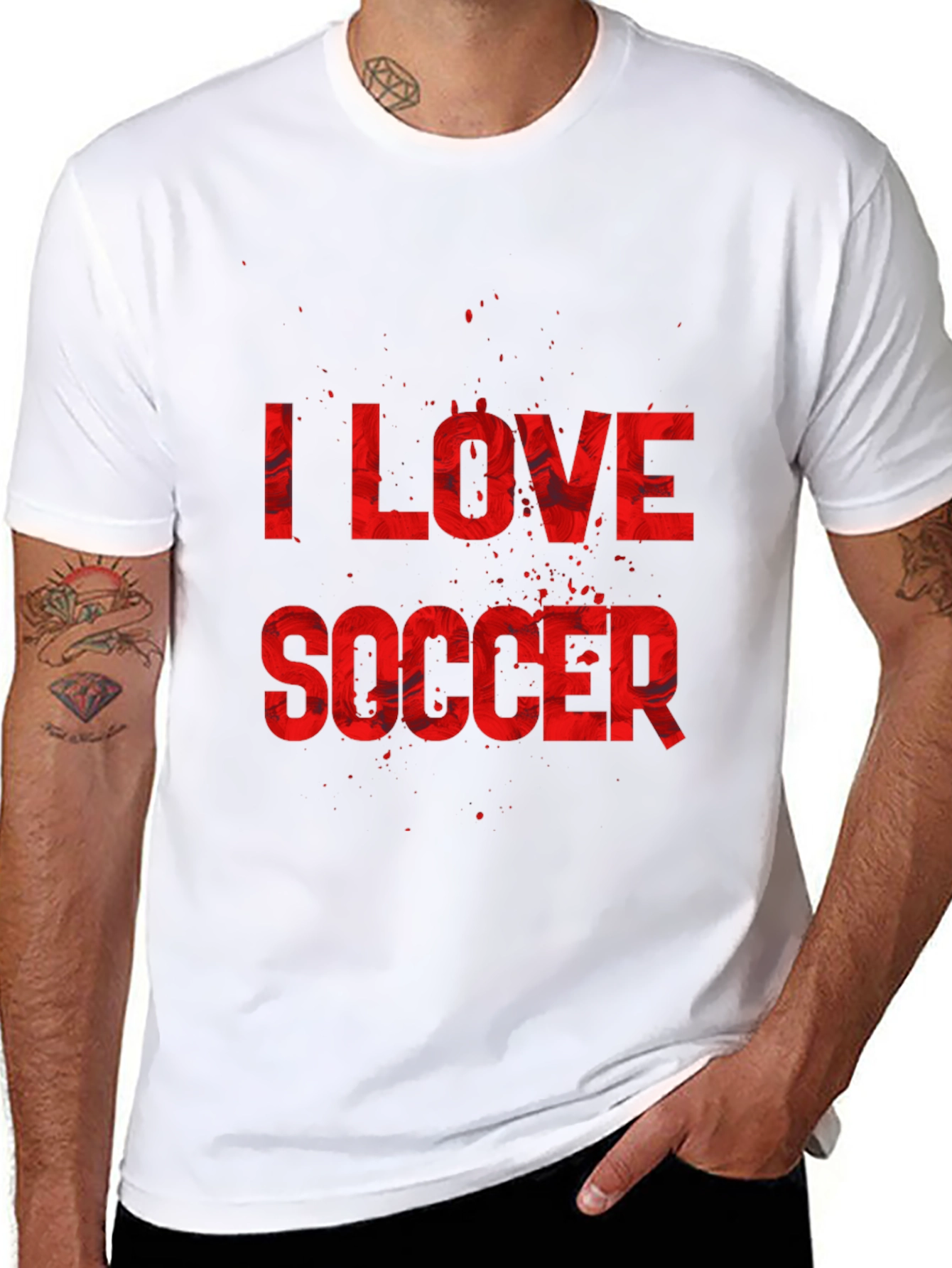 I Love Soccer Graphic Tee - Black Cotton T-Shirt
