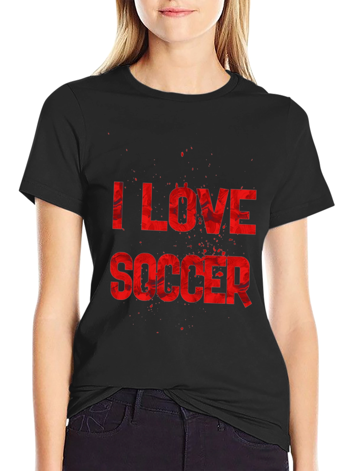 I Love Soccer Graphic Tee - Black Cotton T-Shirt