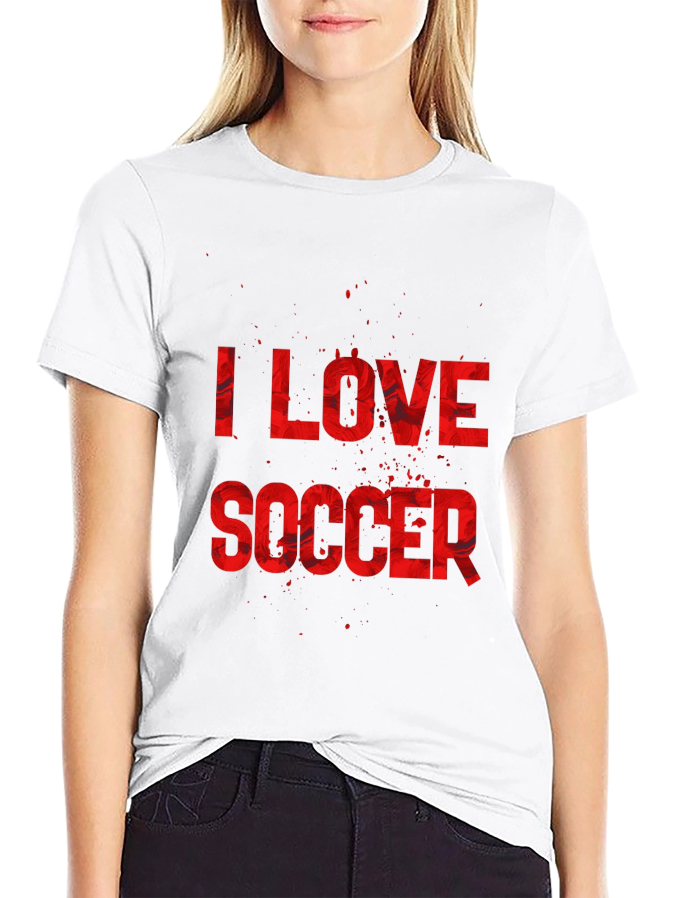 I Love Soccer Graphic Tee - Black Cotton T-Shirt