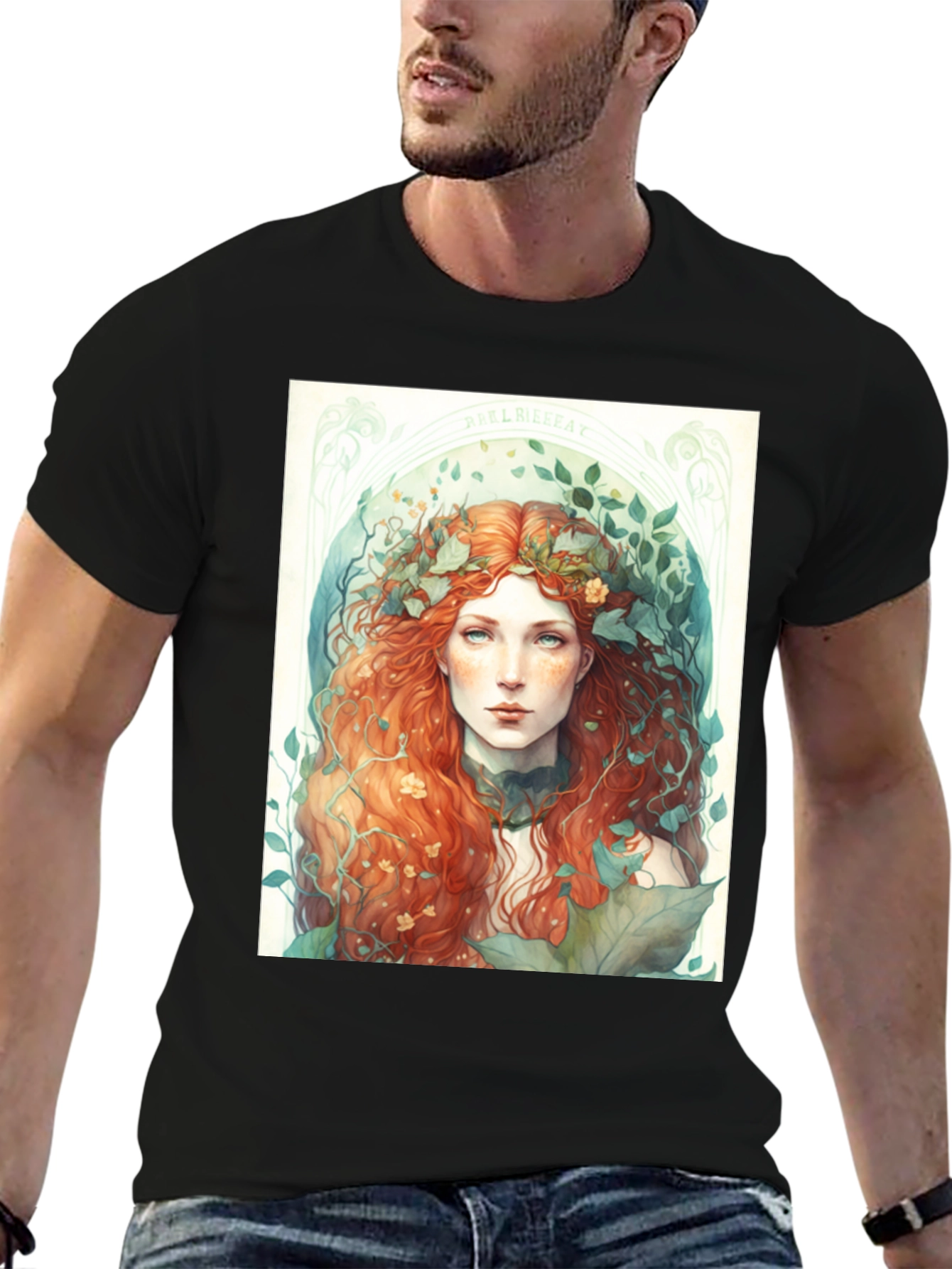 Nature Goddess Graphic Tee - Black Cotton Blend