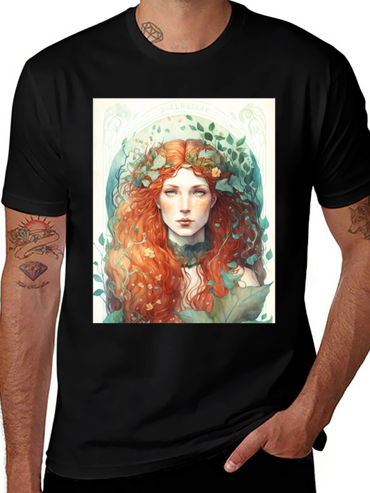 Nature Goddess Graphic Tee - Black Cotton Blend