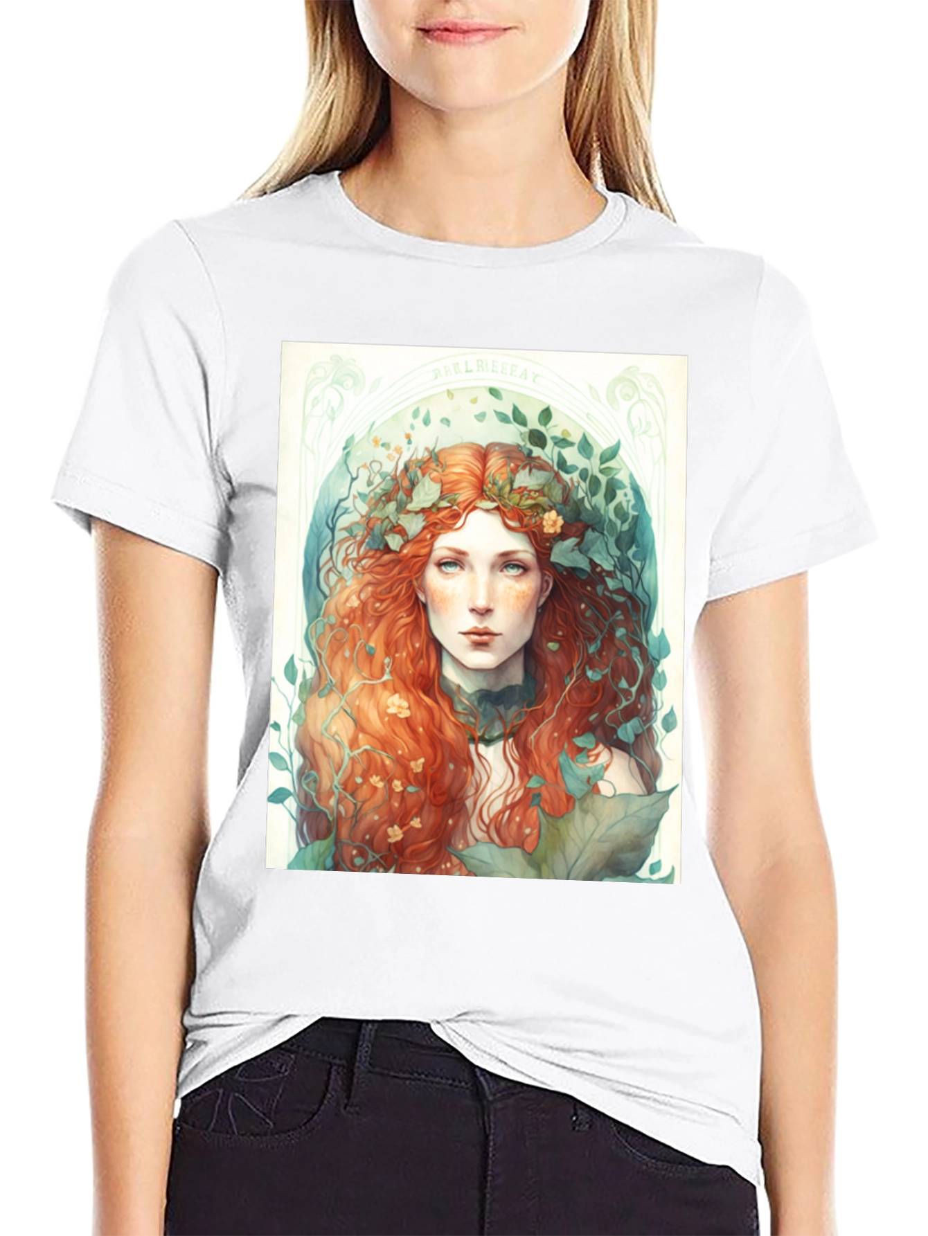 Nature Goddess Graphic Tee - Black Cotton Blend