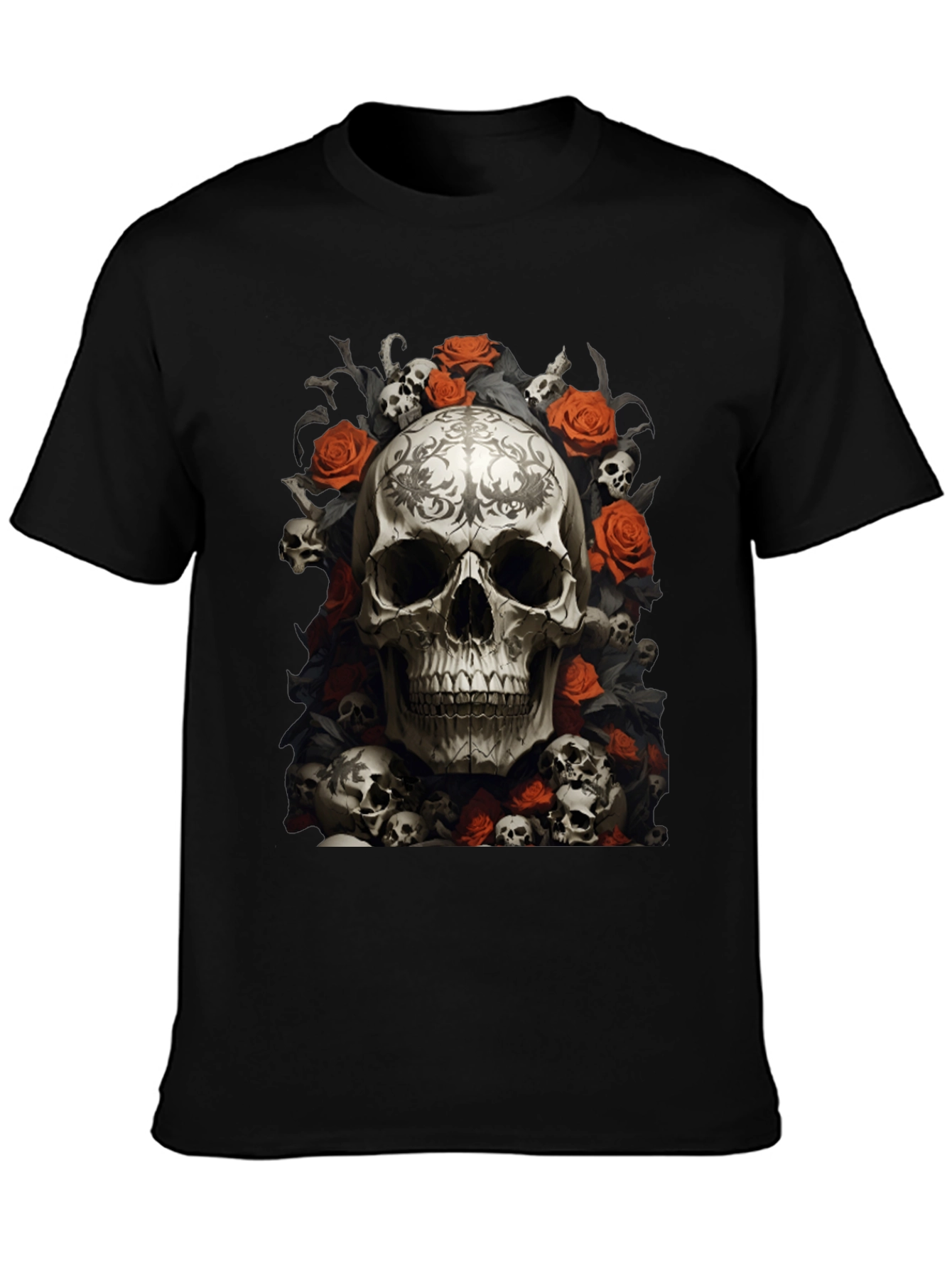 Skull & Roses Graphic Tee - Gothic Style