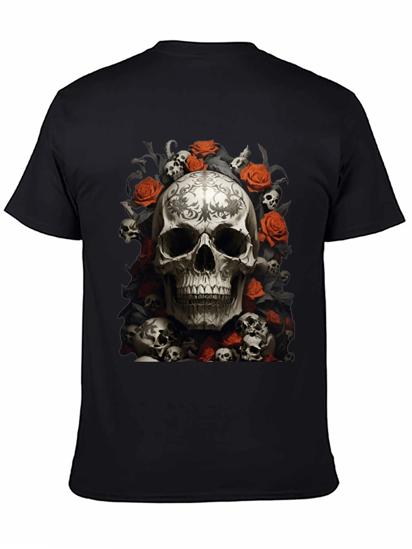 Skull & Roses Graphic Tee - Gothic Style