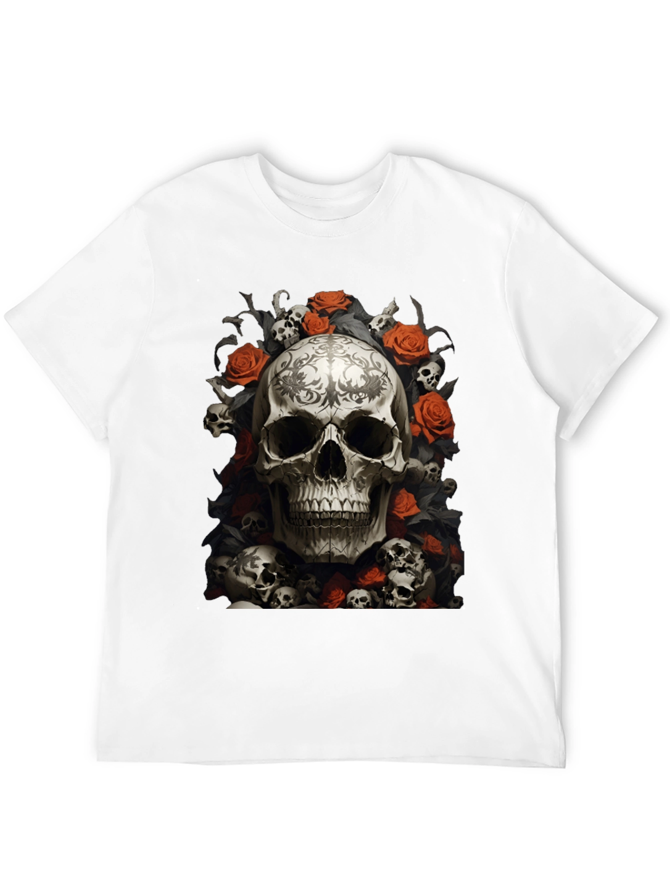 Skull & Roses Graphic Tee - Gothic Style