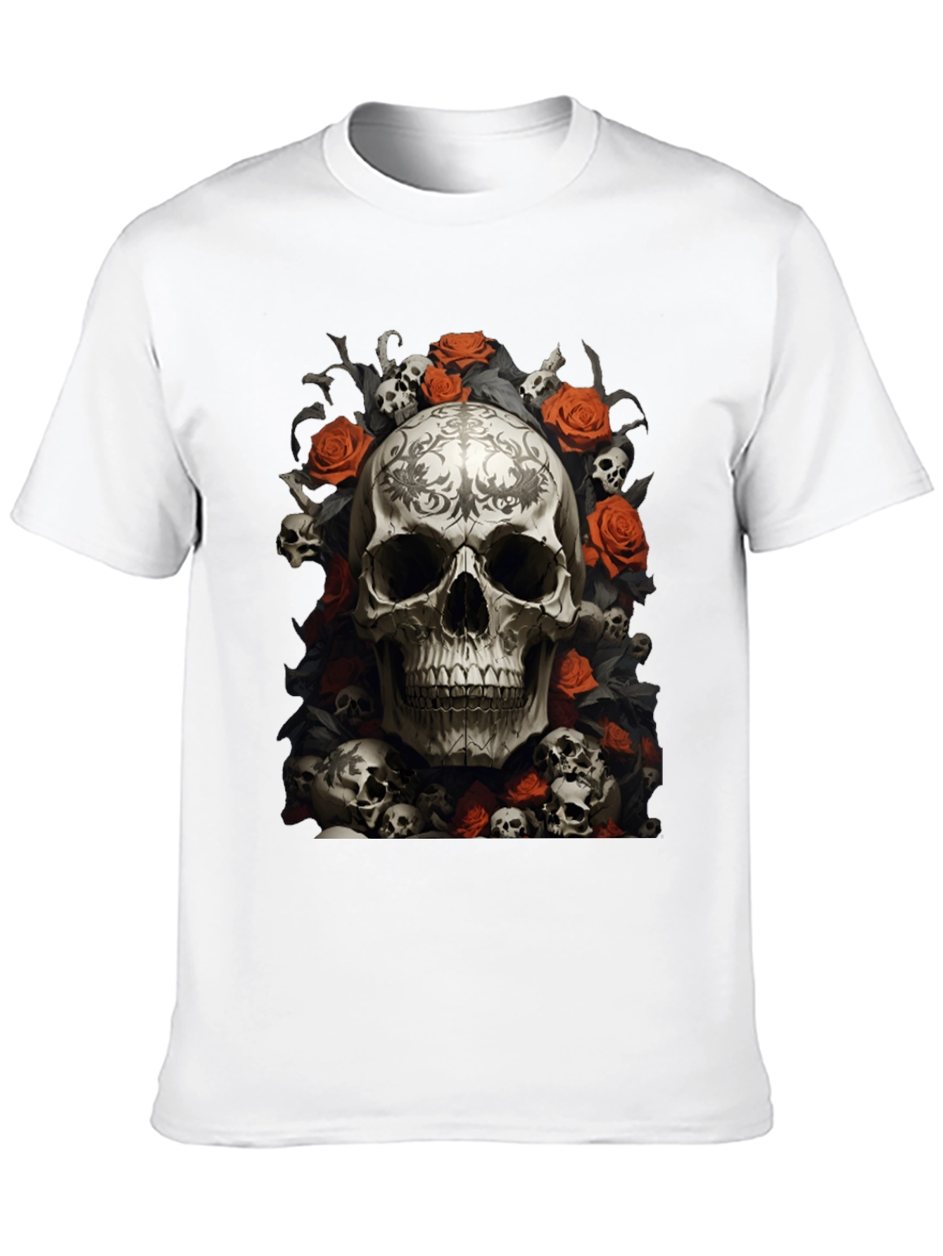 Skull & Roses Graphic Tee - Gothic Style
