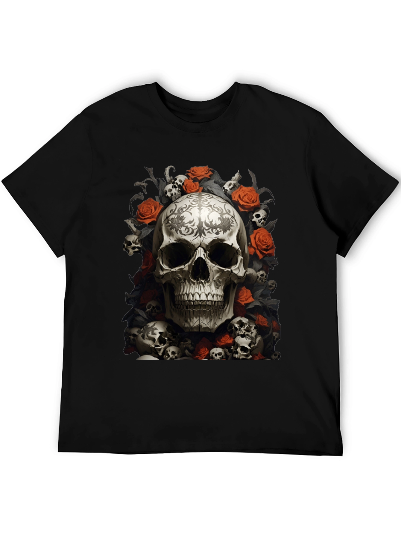 Skull & Roses Graphic Tee - Gothic Style