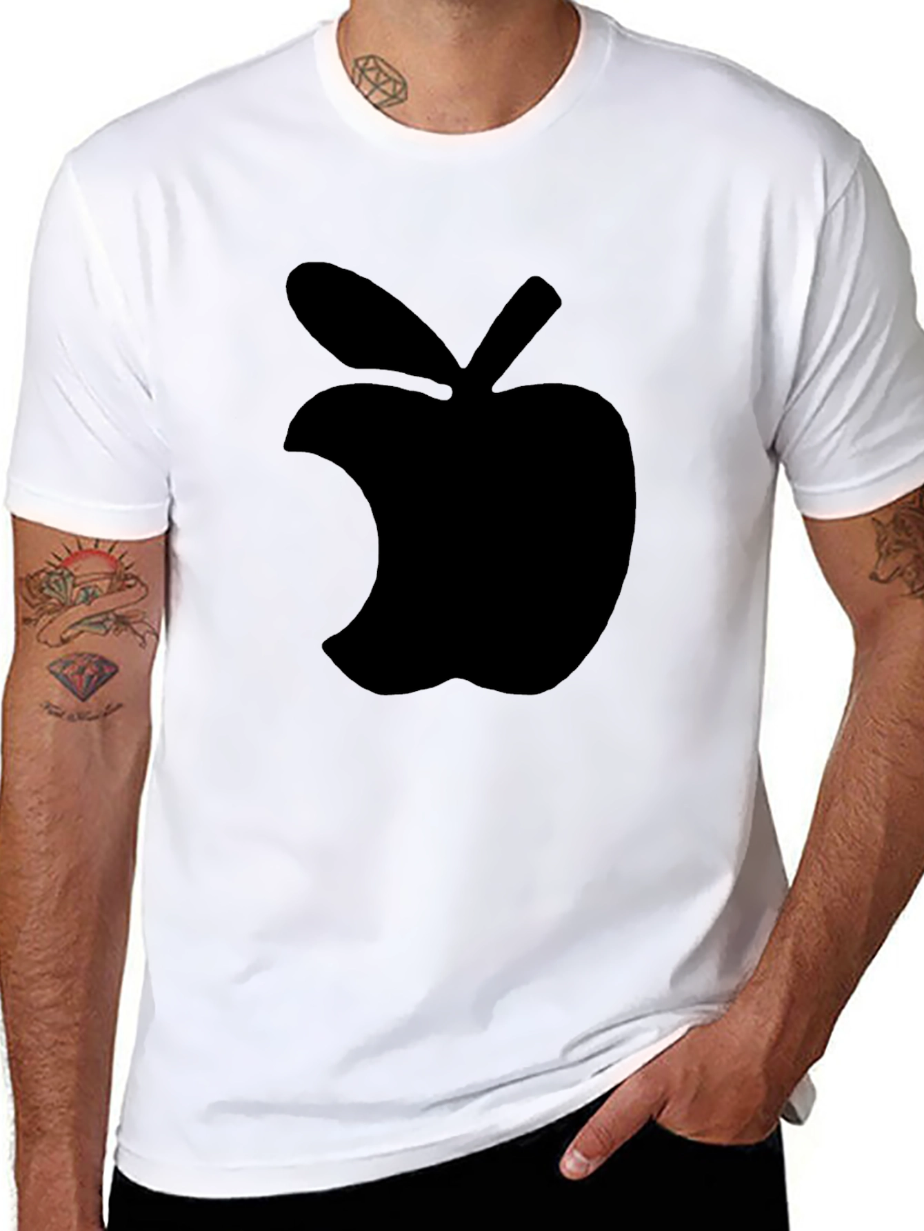 Black Apple Logo Graphic Tee - Modern Style