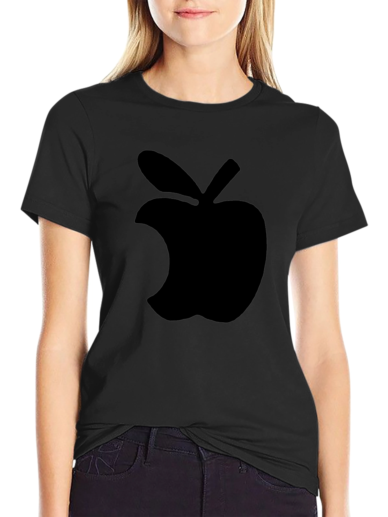 Black Apple Logo Graphic Tee - Modern Style