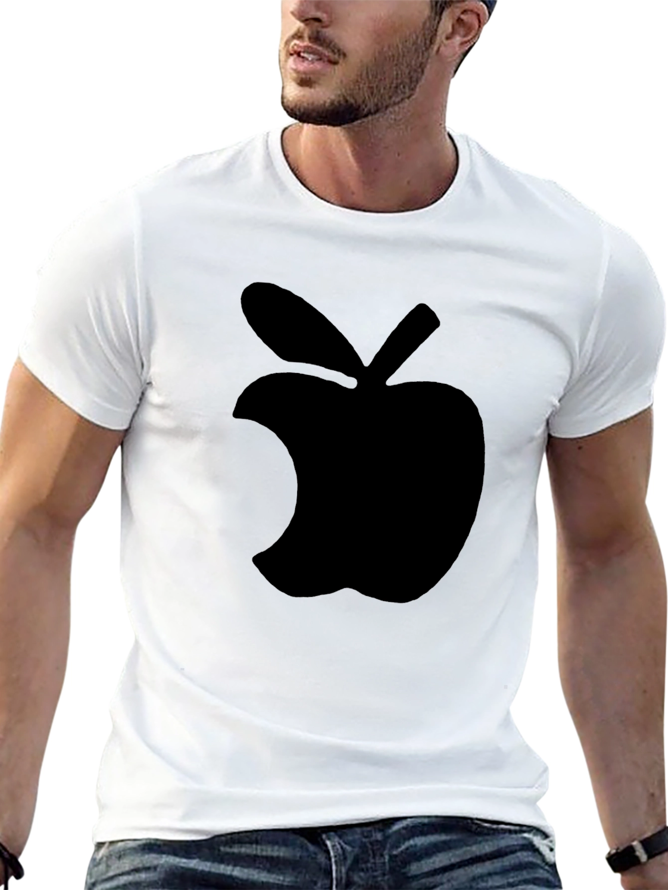 Black Apple Logo Graphic Tee - Modern Style