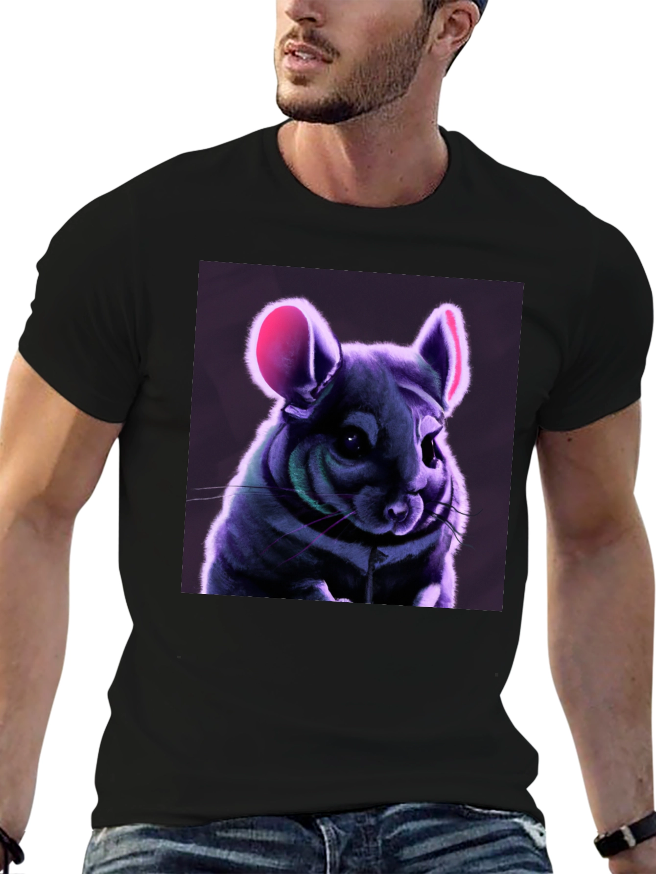 Chinchilla Graphic Tee - Soft Black T-Shirt