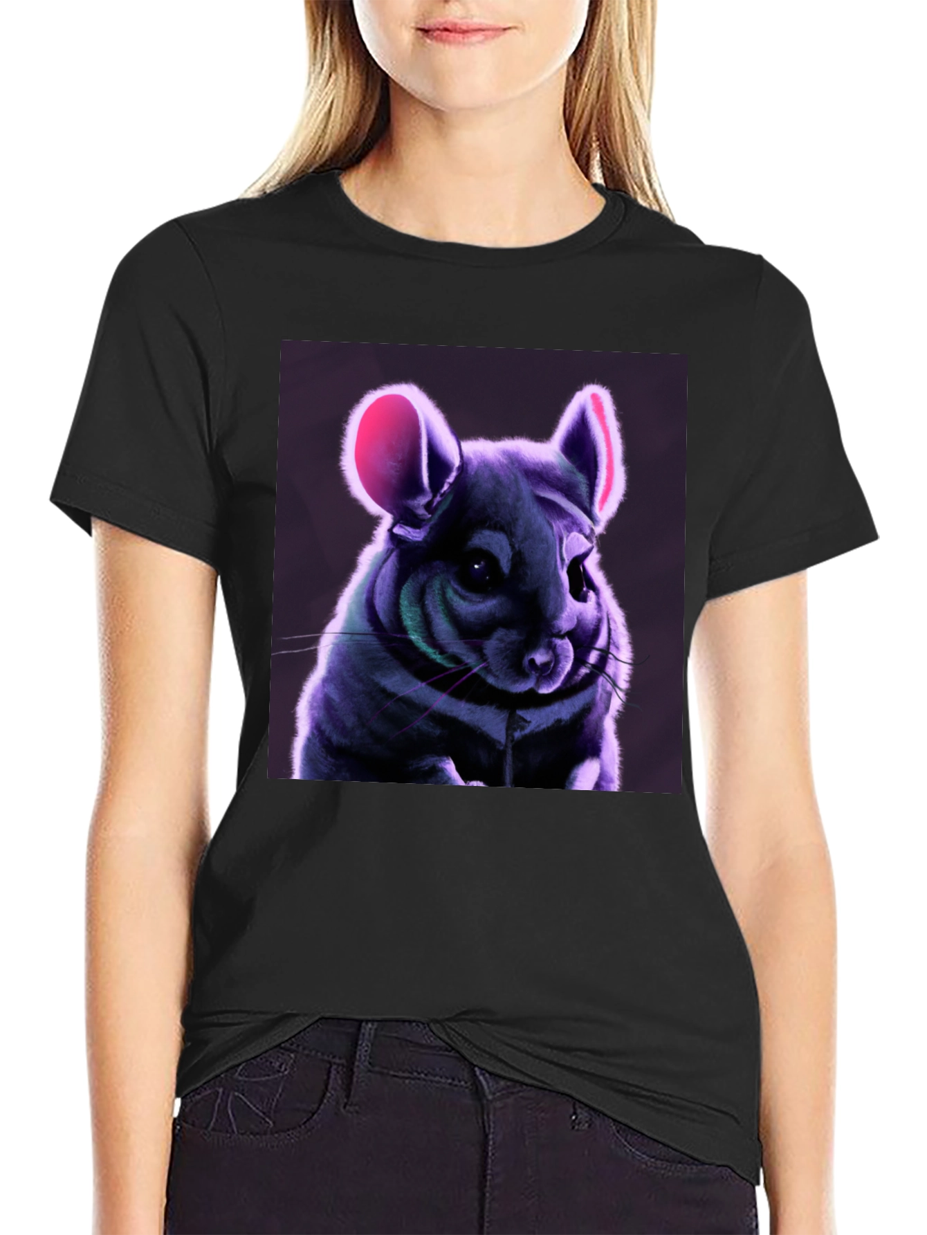 Chinchilla Graphic Tee - Soft Black T-Shirt