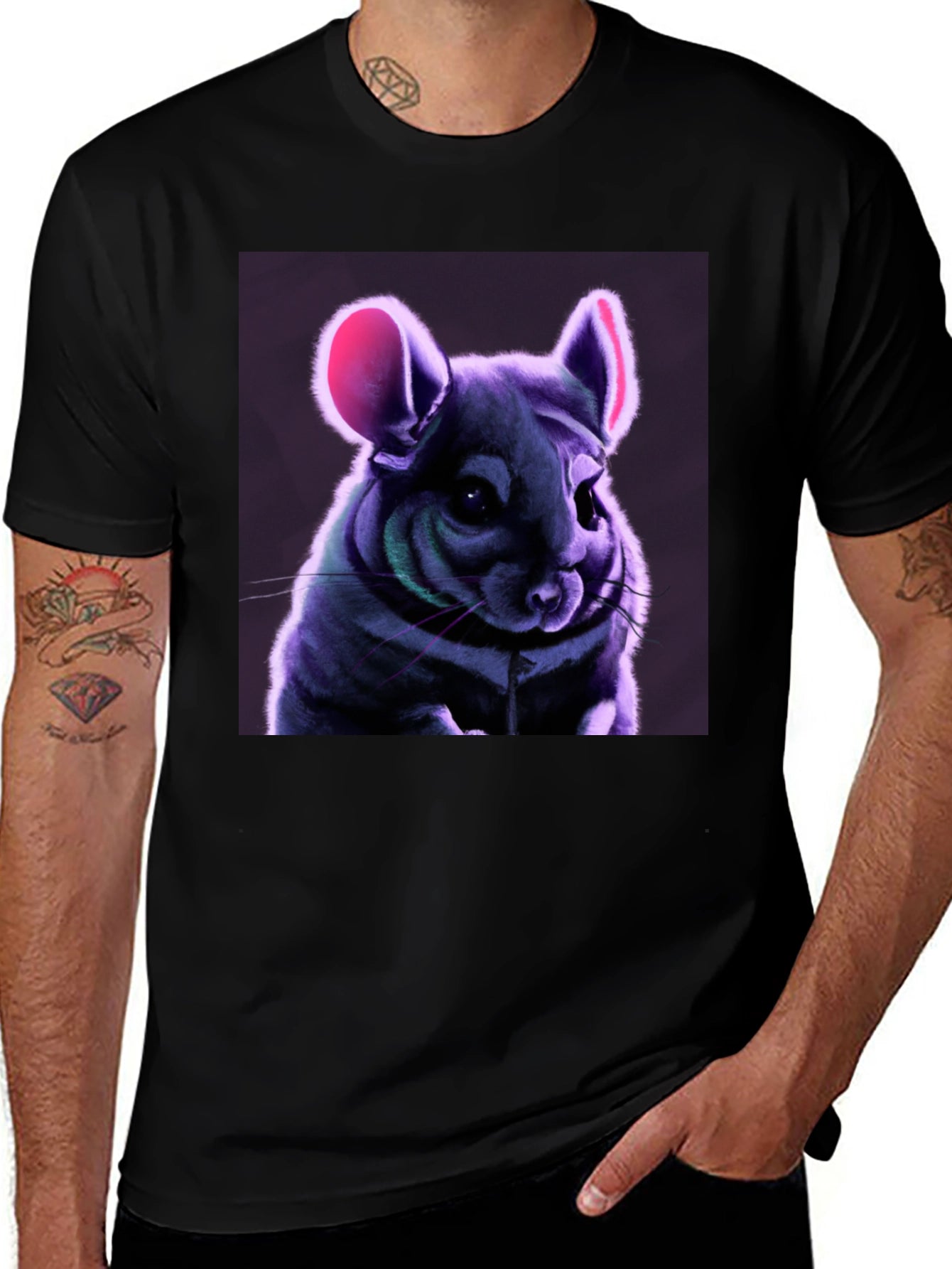 Chinchilla Graphic Tee - Soft Black T-Shirt