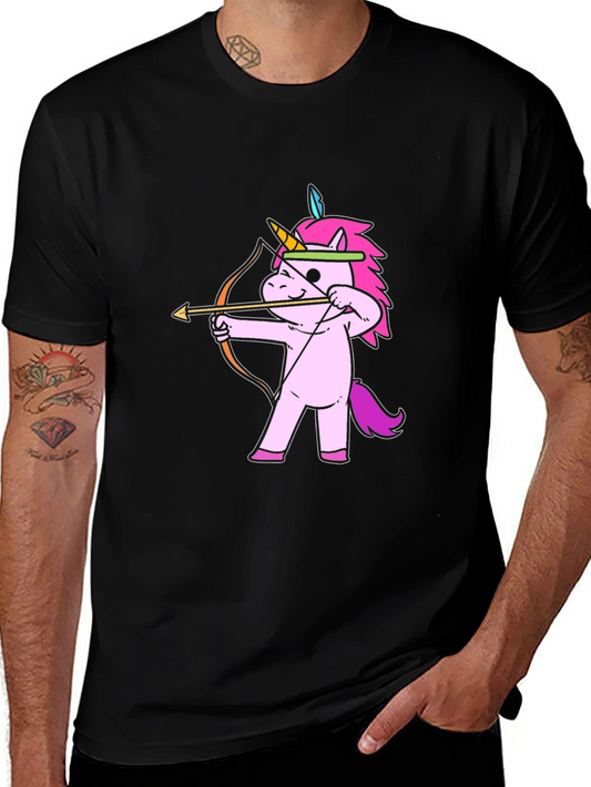 Unicorn Archer Graphic Tee - Black Cotton Blend Shirt