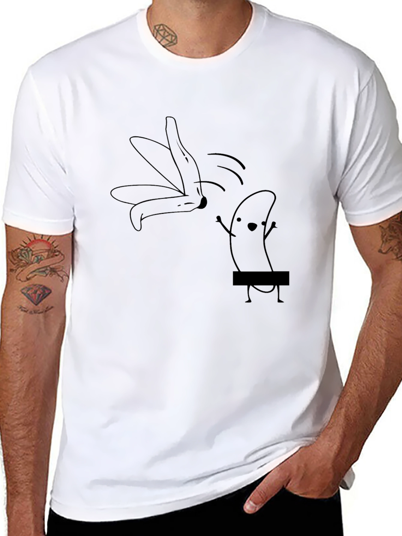 Funny Banana Stripping Graphic T-Shirt - Unisex