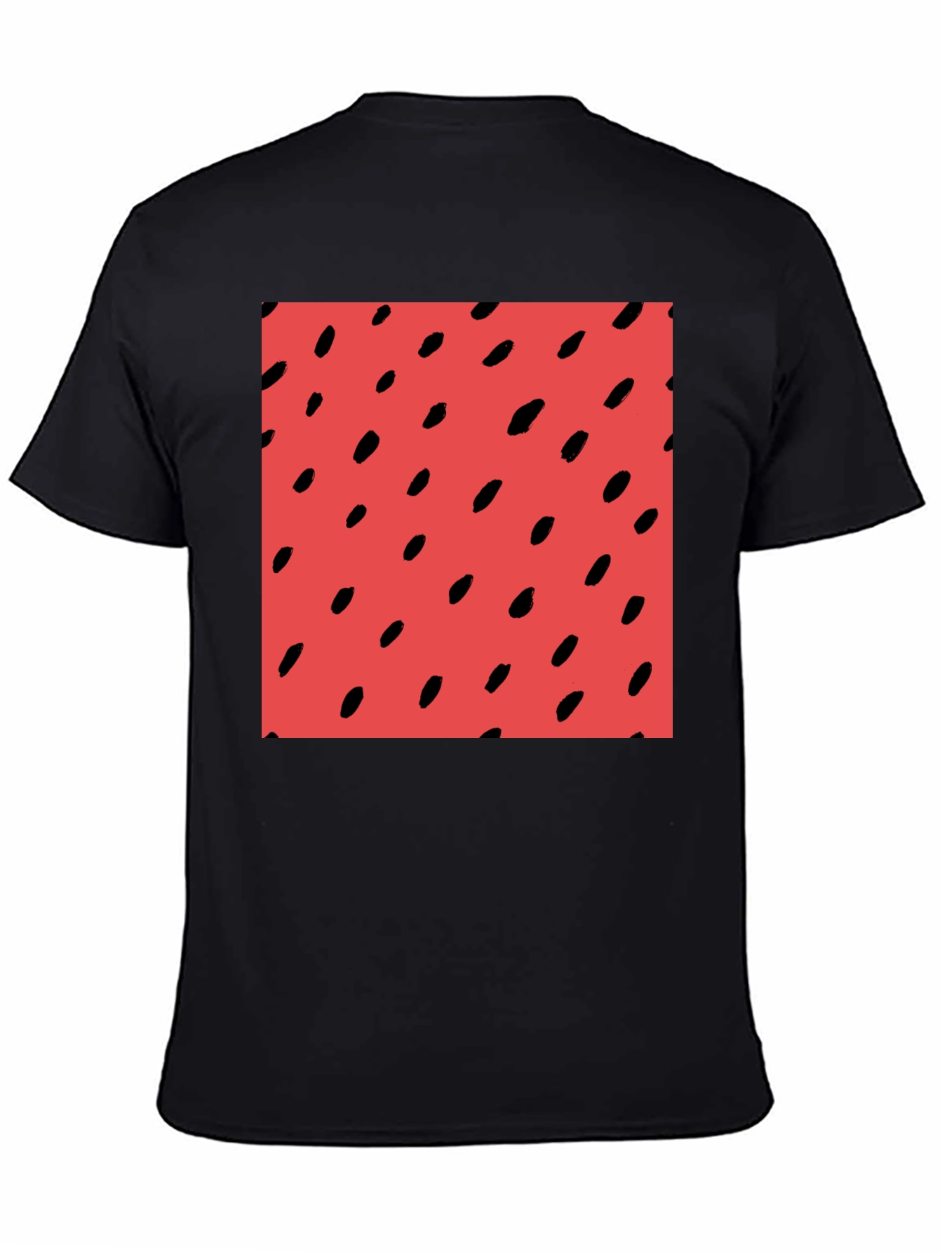 Red Seed Pattern Black Tee