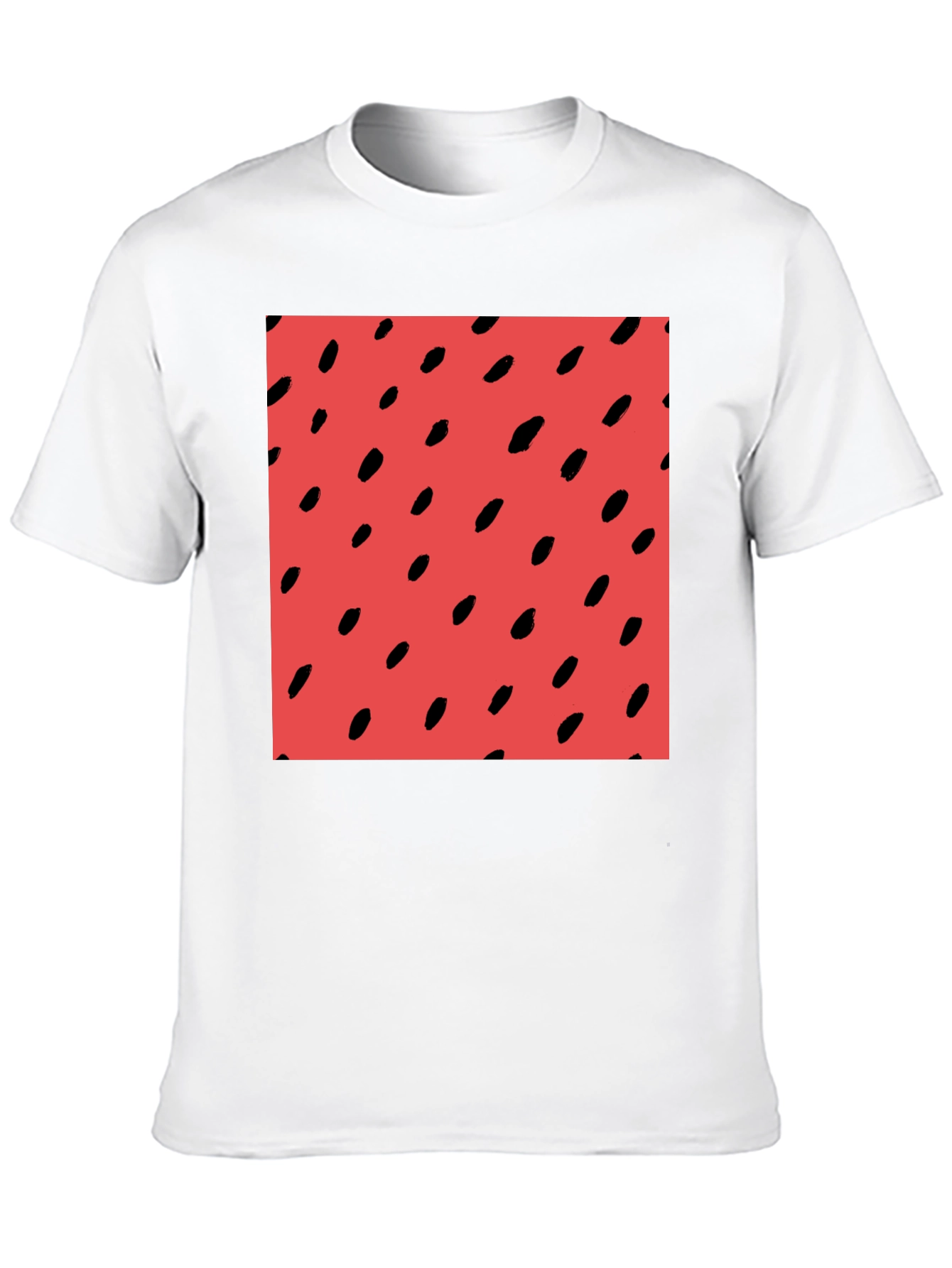 Red Seed Pattern Black Tee