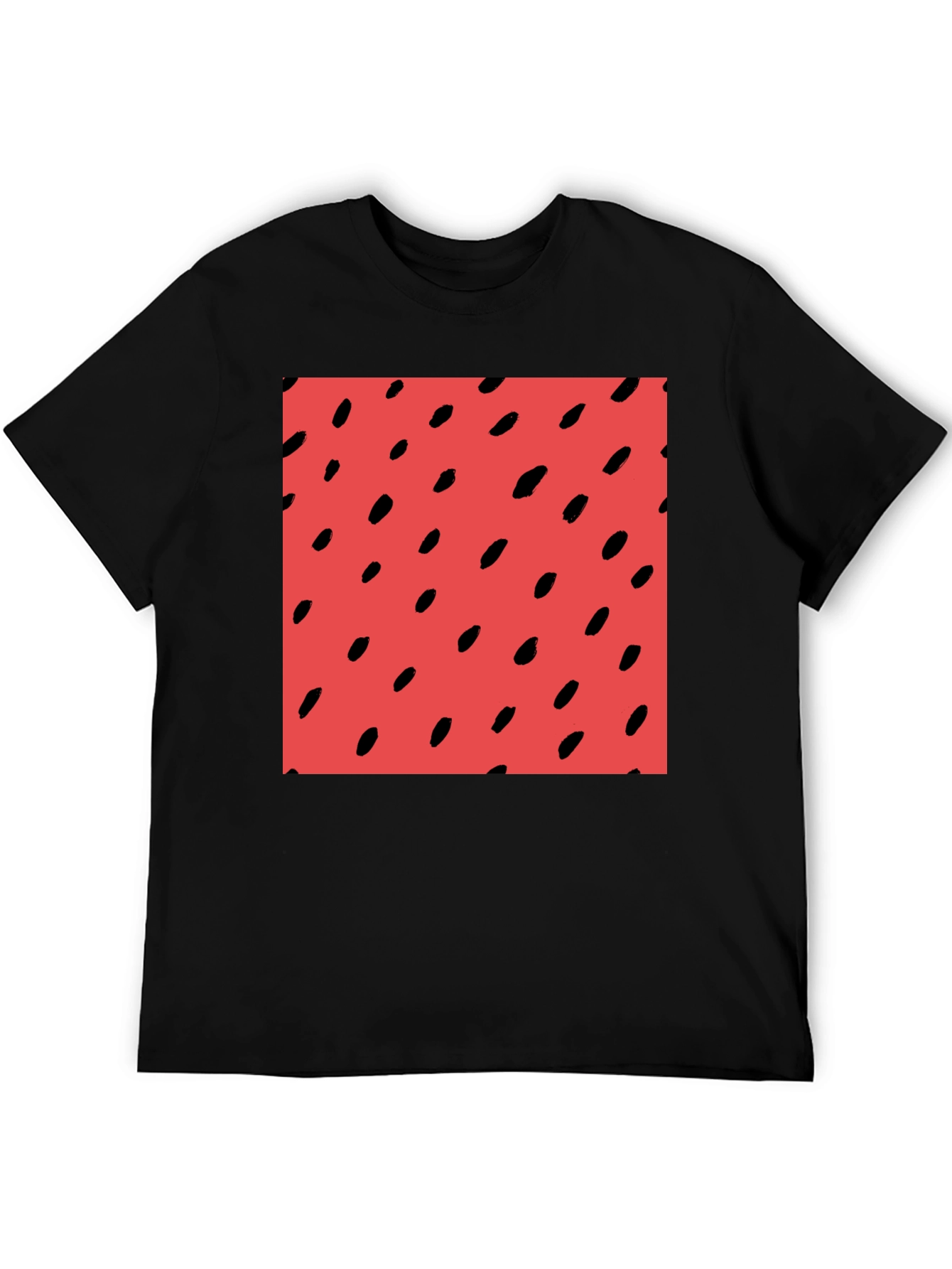 Red Seed Pattern Black Tee