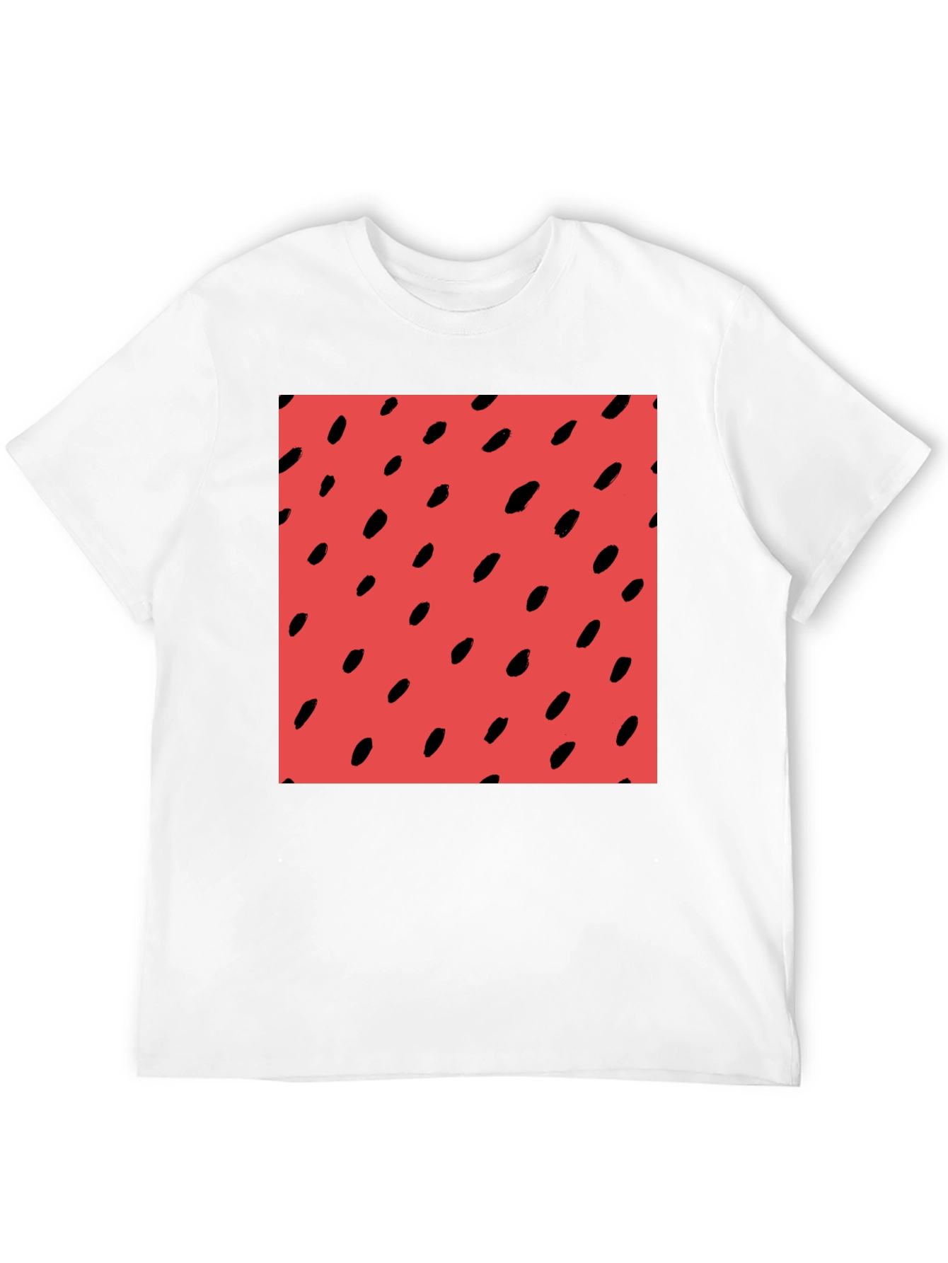 Red Seed Pattern Black Tee