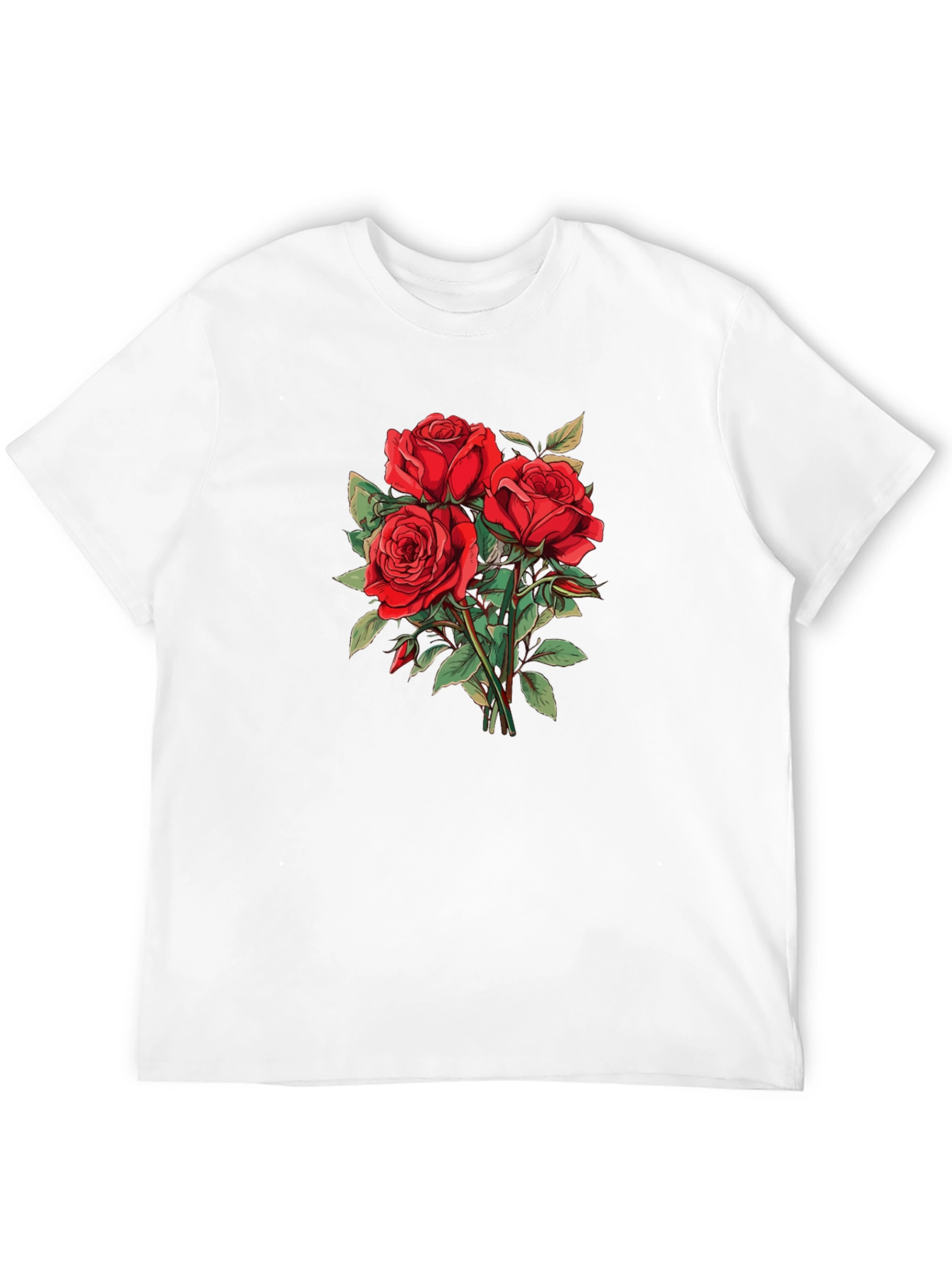 Red Roses Graphic Black T-Shirt