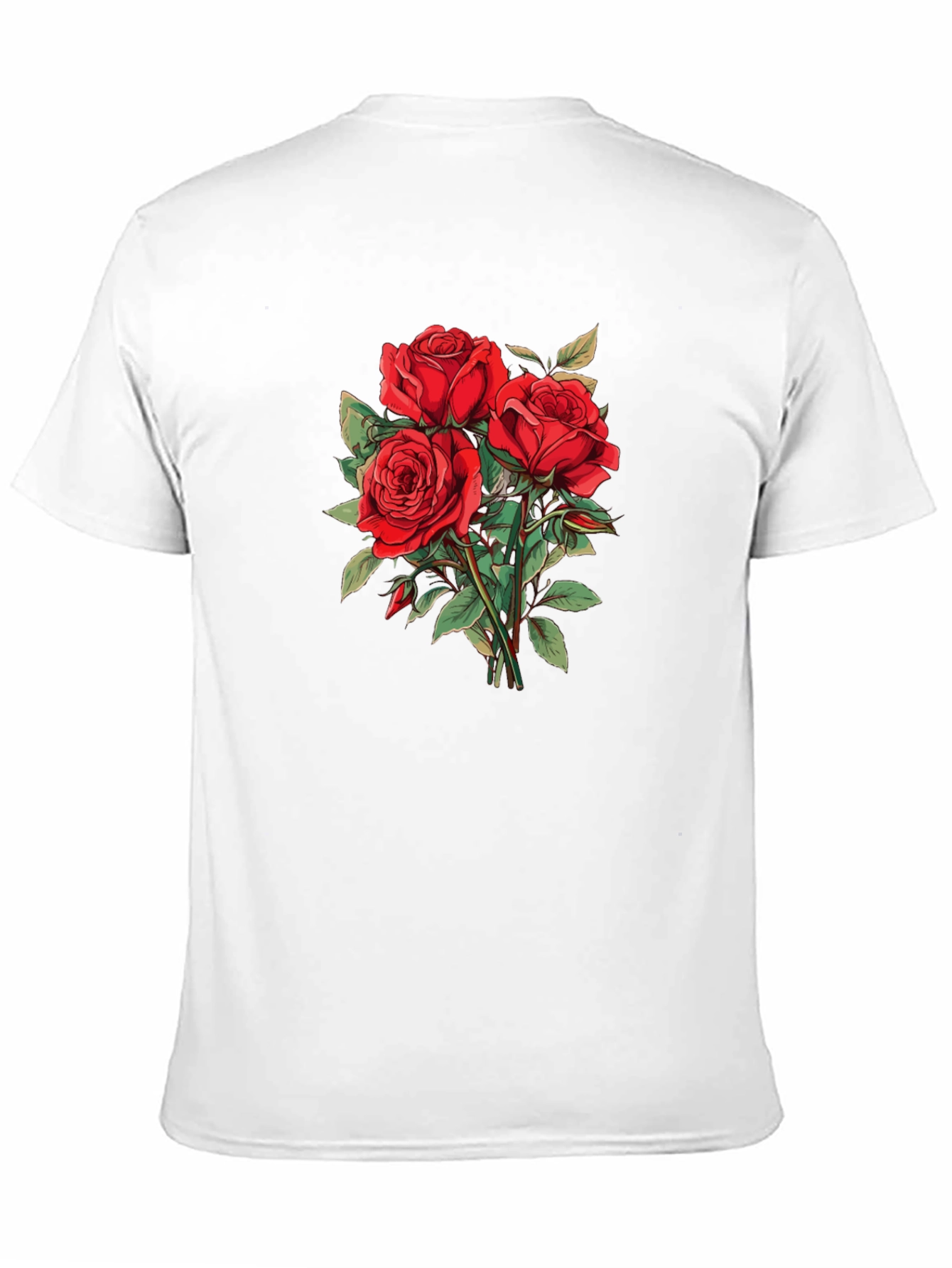 Red Roses Graphic Black T-Shirt