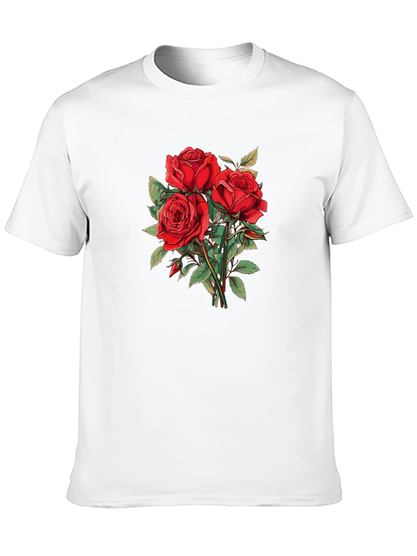 Red Roses Graphic Black T-Shirt