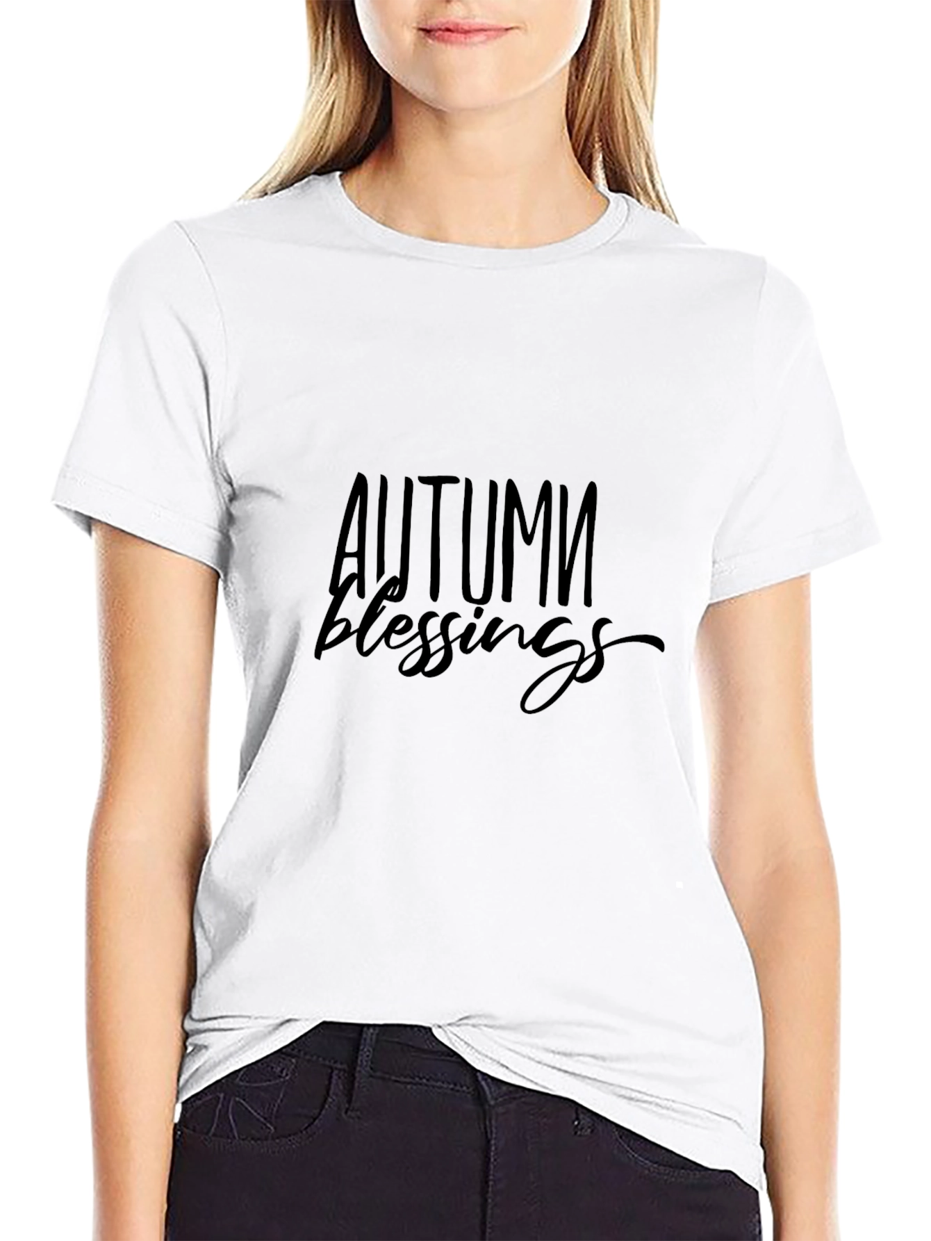 Autumn Blessings Black Graphic T-Shirt