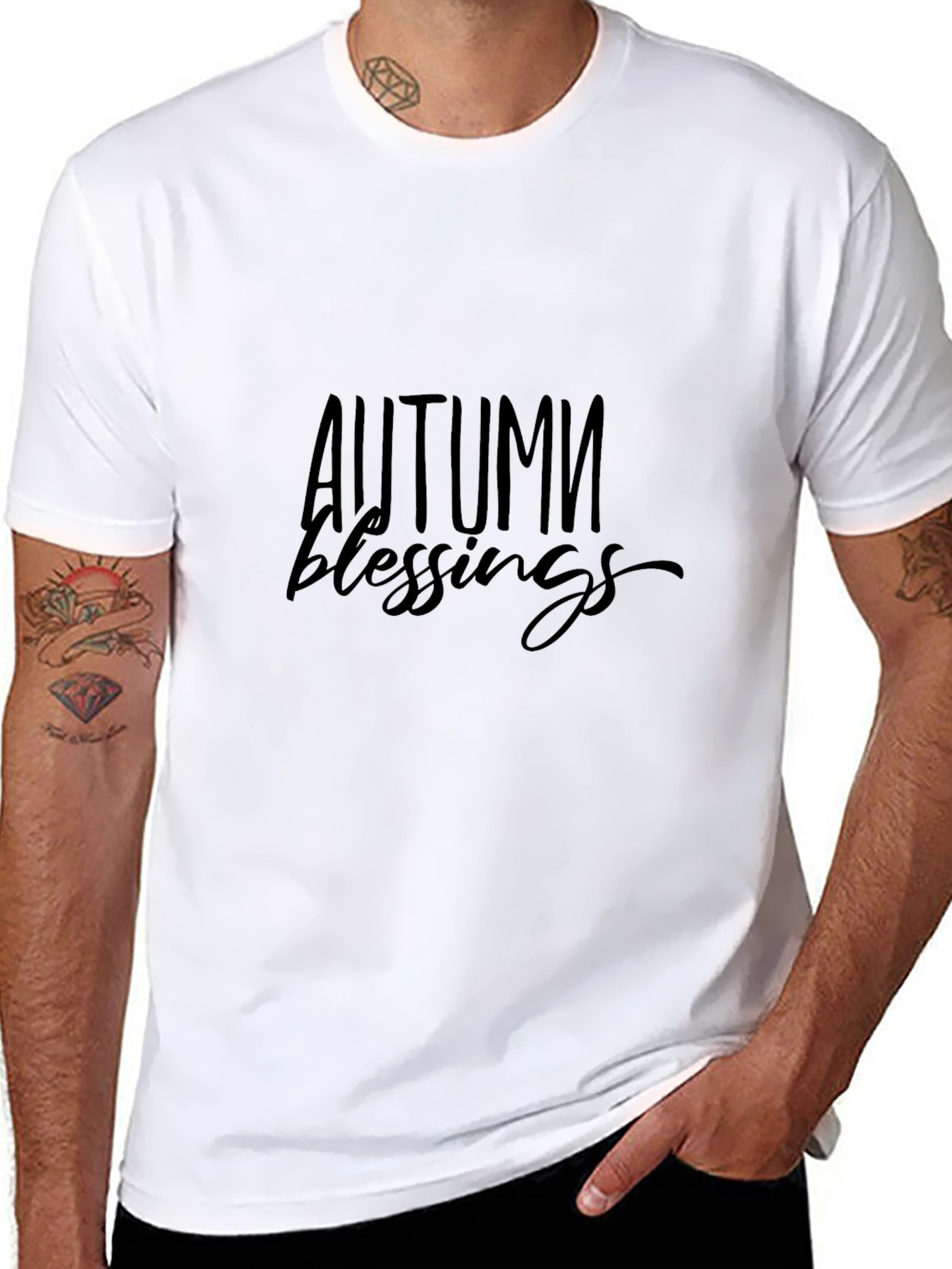 Autumn Blessings Black Graphic T-Shirt